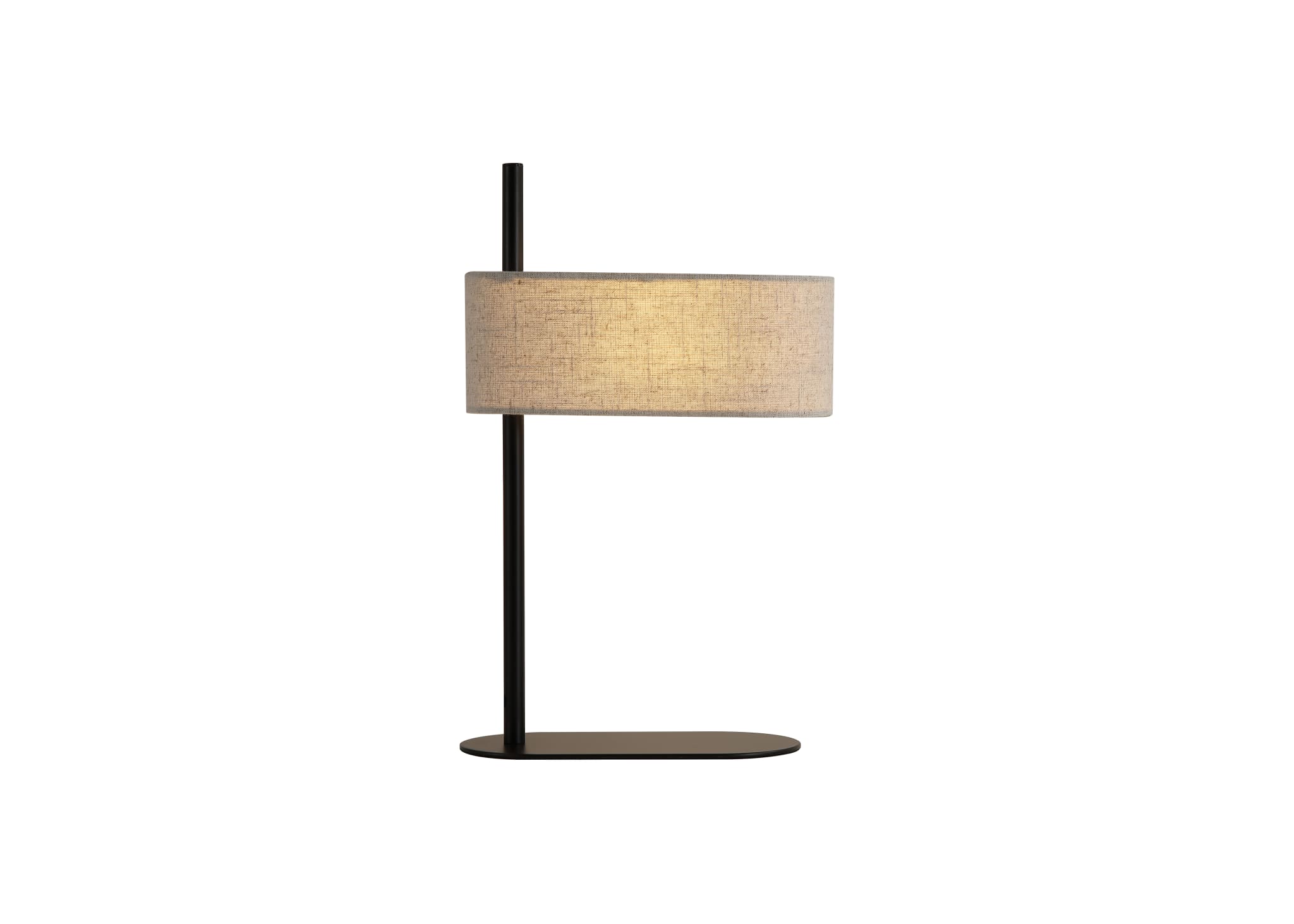 Hessian 1Lt Table Lamp, Black Metal with Linen Shade