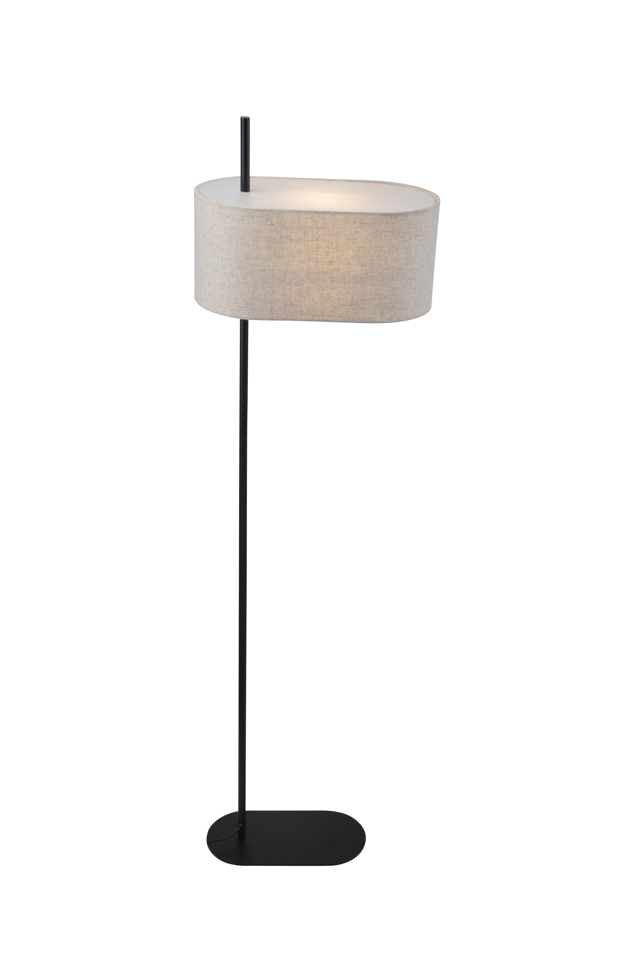 Hessian 1Lt Floor Lamp, Black Metal with Linen Shade