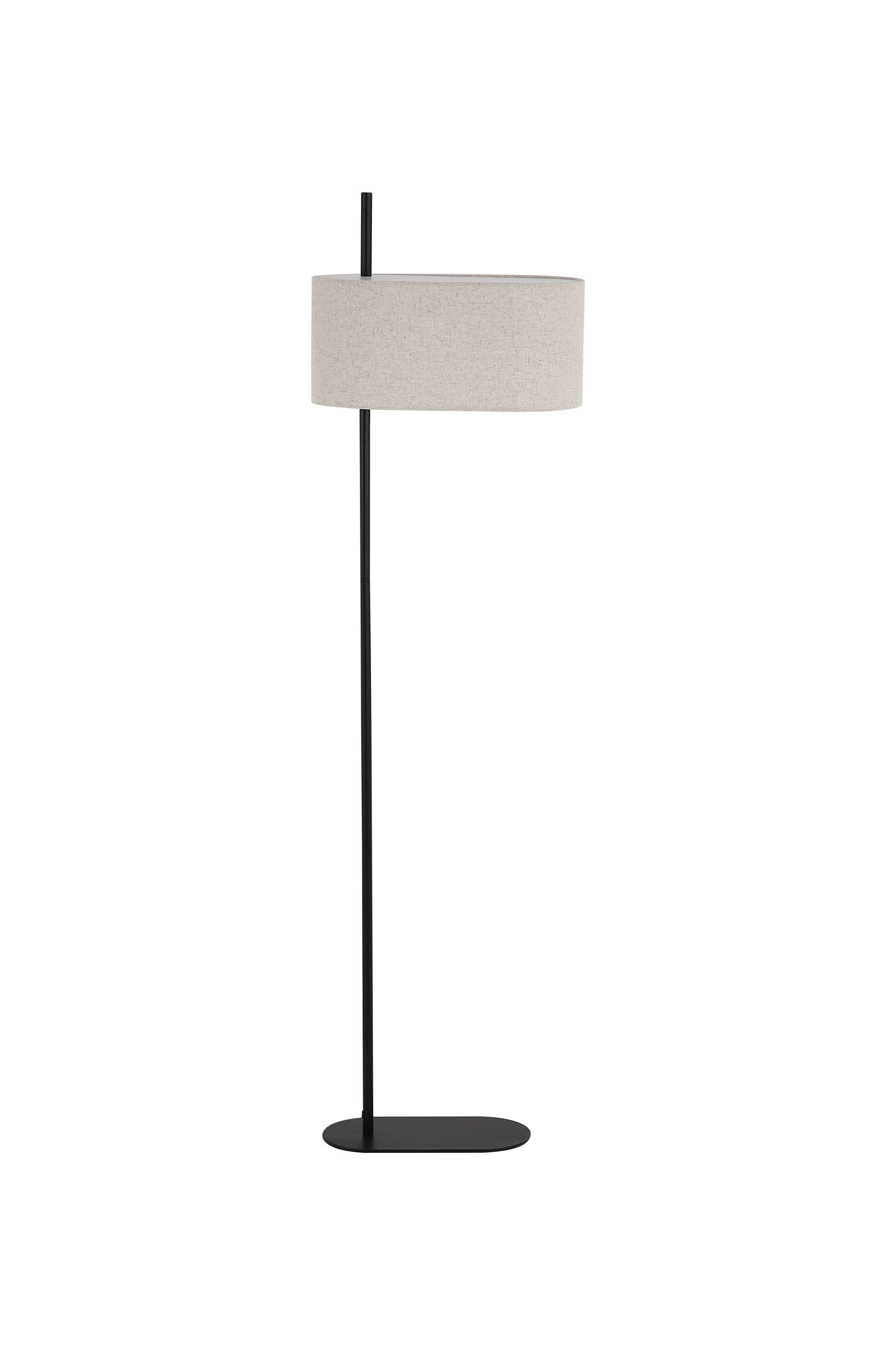 Hessian 1Lt Floor Lamp, Black Metal with Linen Shade