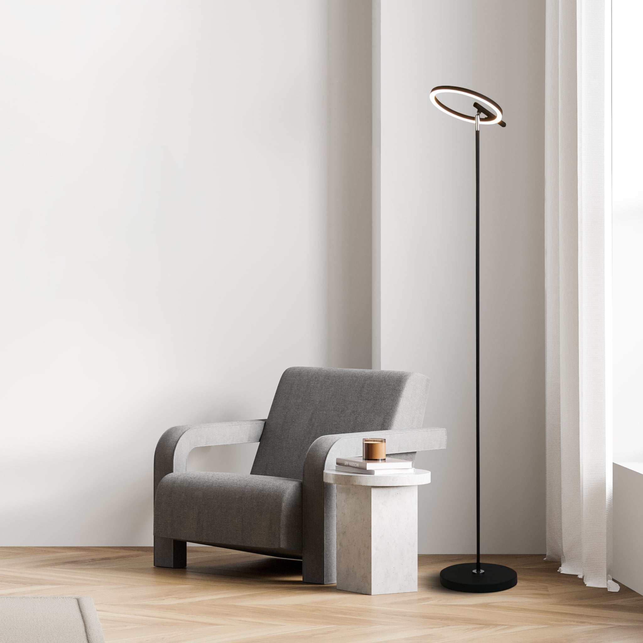 Space LED Floor Lamp, Black Metal