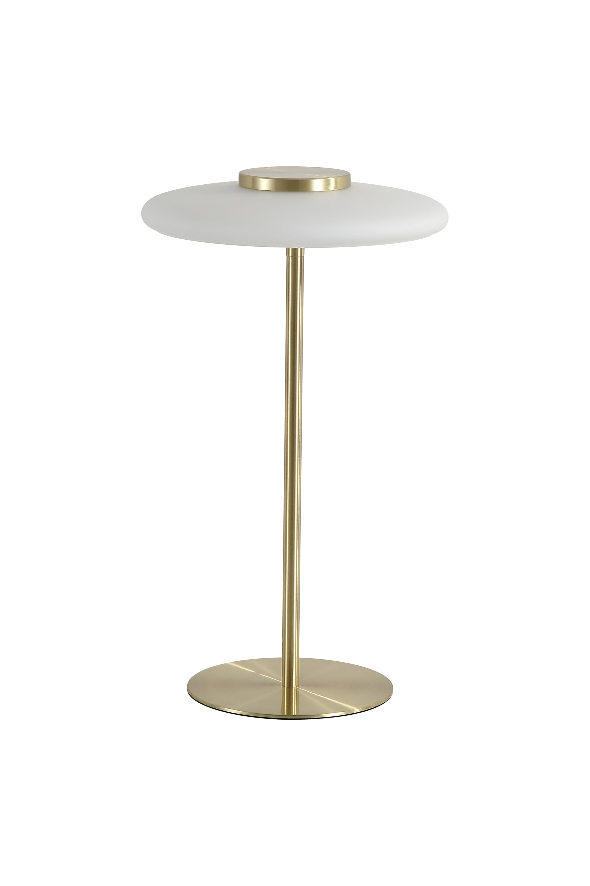 Record LED Table Lamp, Gold Metal with White Glass