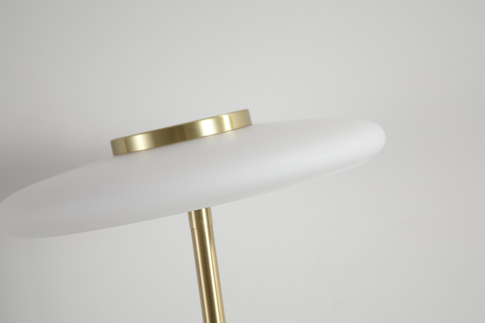 Record LED Table Lamp, Gold Metal with White Glass