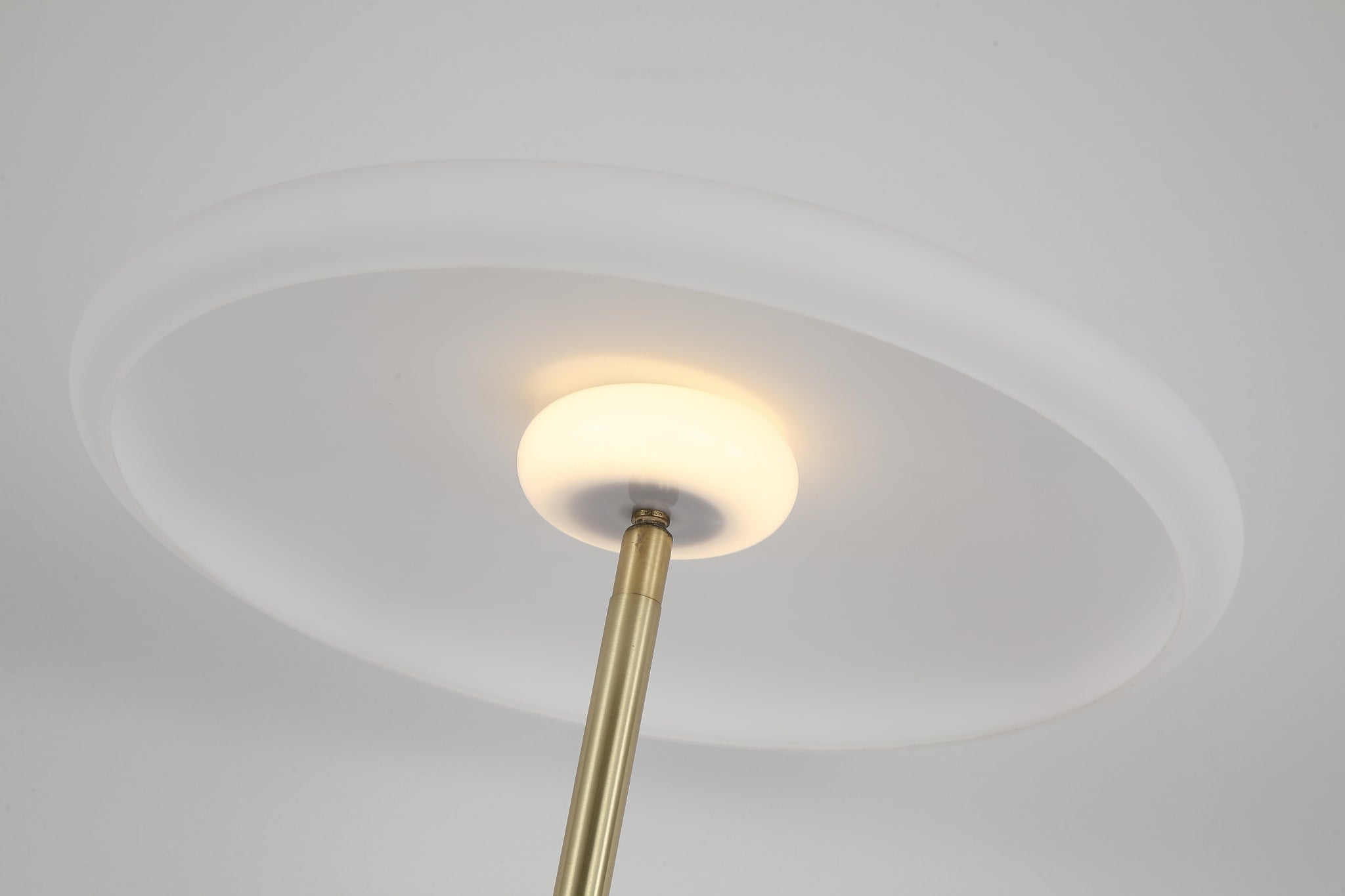 Record 1Lt Floor Lamp, Gold Metal with White Glass