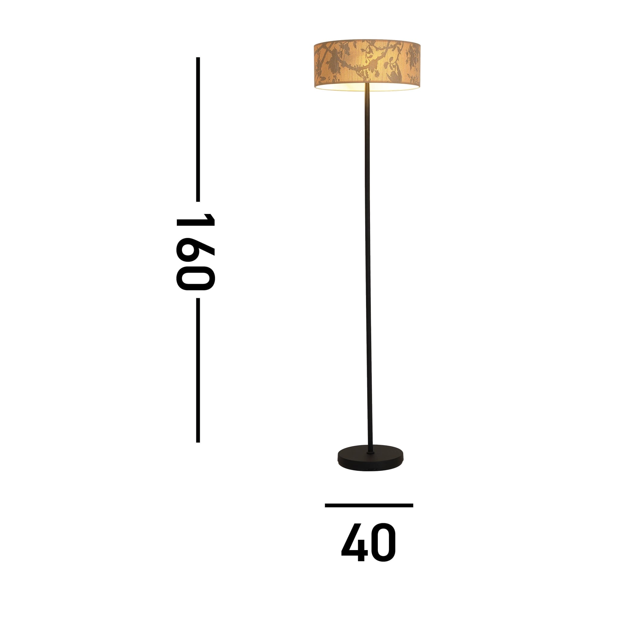 Isla 3Lt Floor Lamp, Recycled Paper Shade and Black Metal