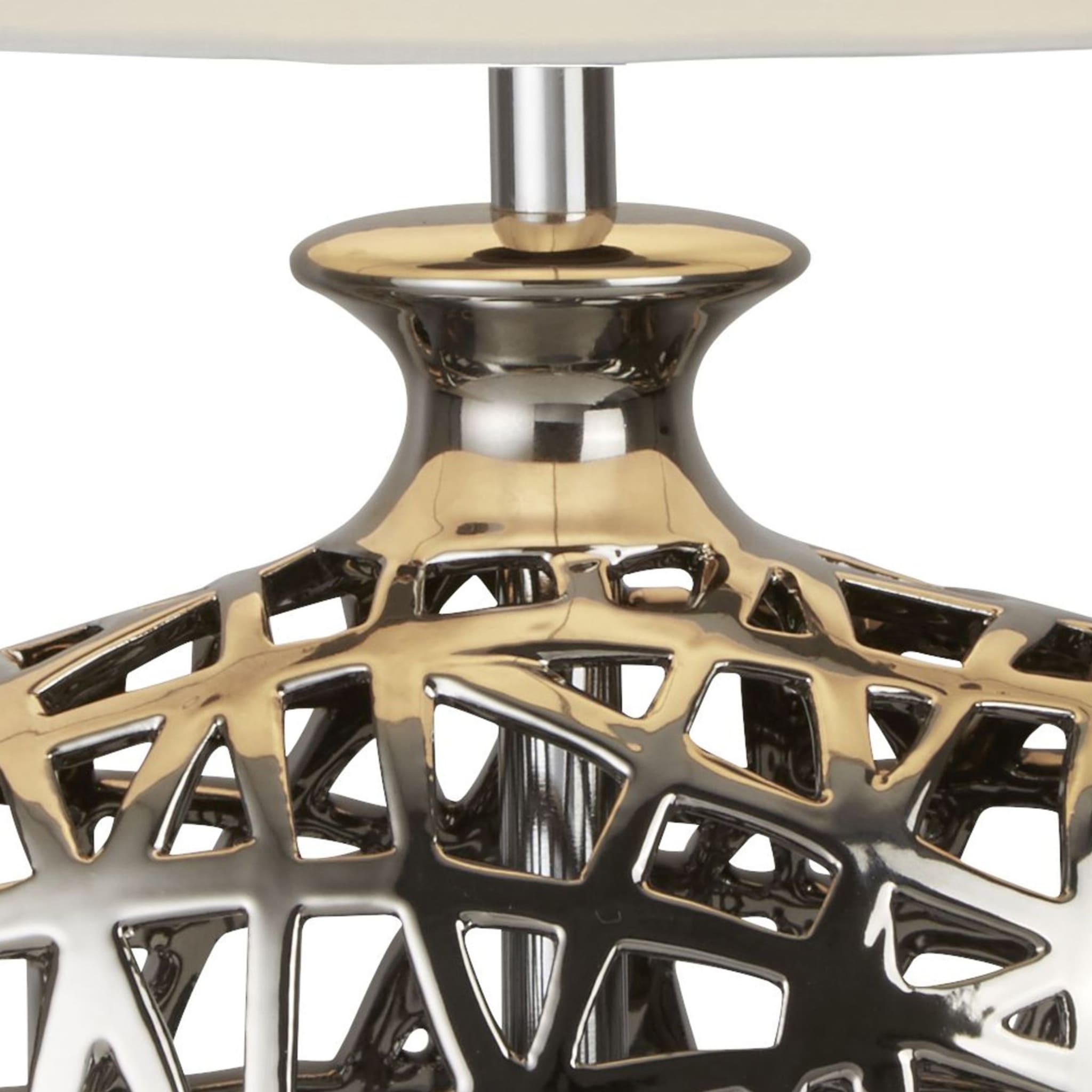 Network Table Lamp - Chrome Ceramic& Black Fabric Oval Shade