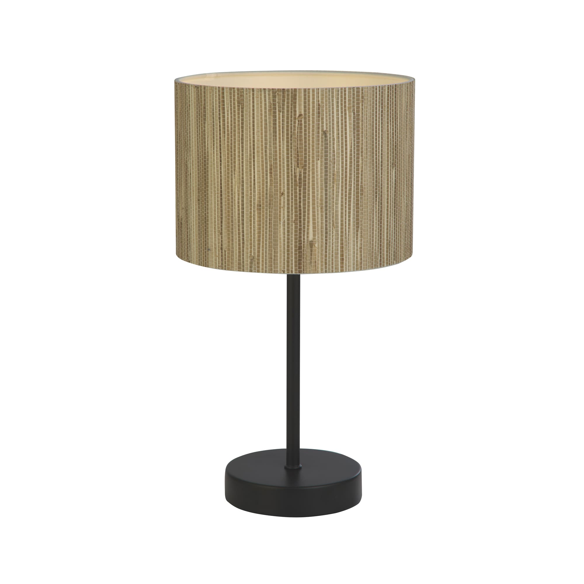 Meadow 1Lt Table Lamp, Natural Grass Shade and Black Metal