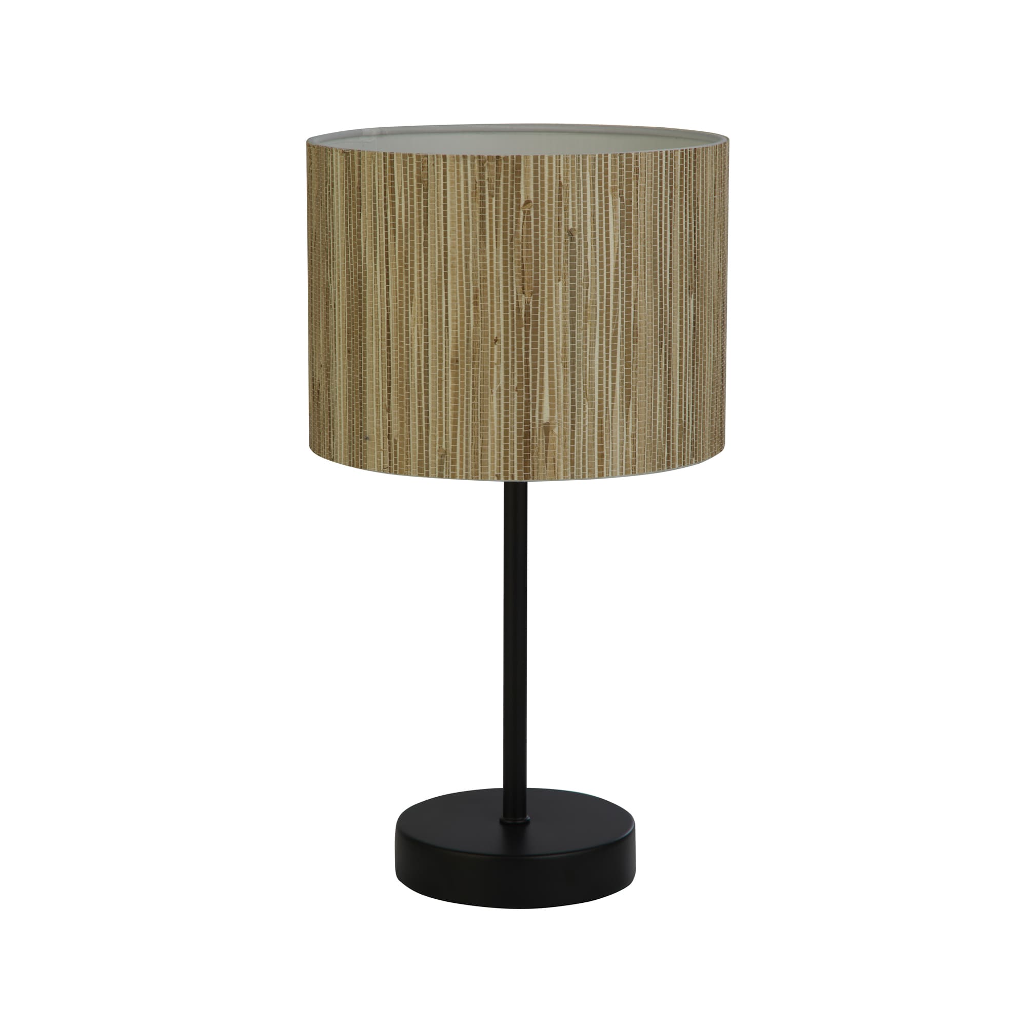 Meadow 1Lt Table Lamp, Natural Grass Shade and Black Metal