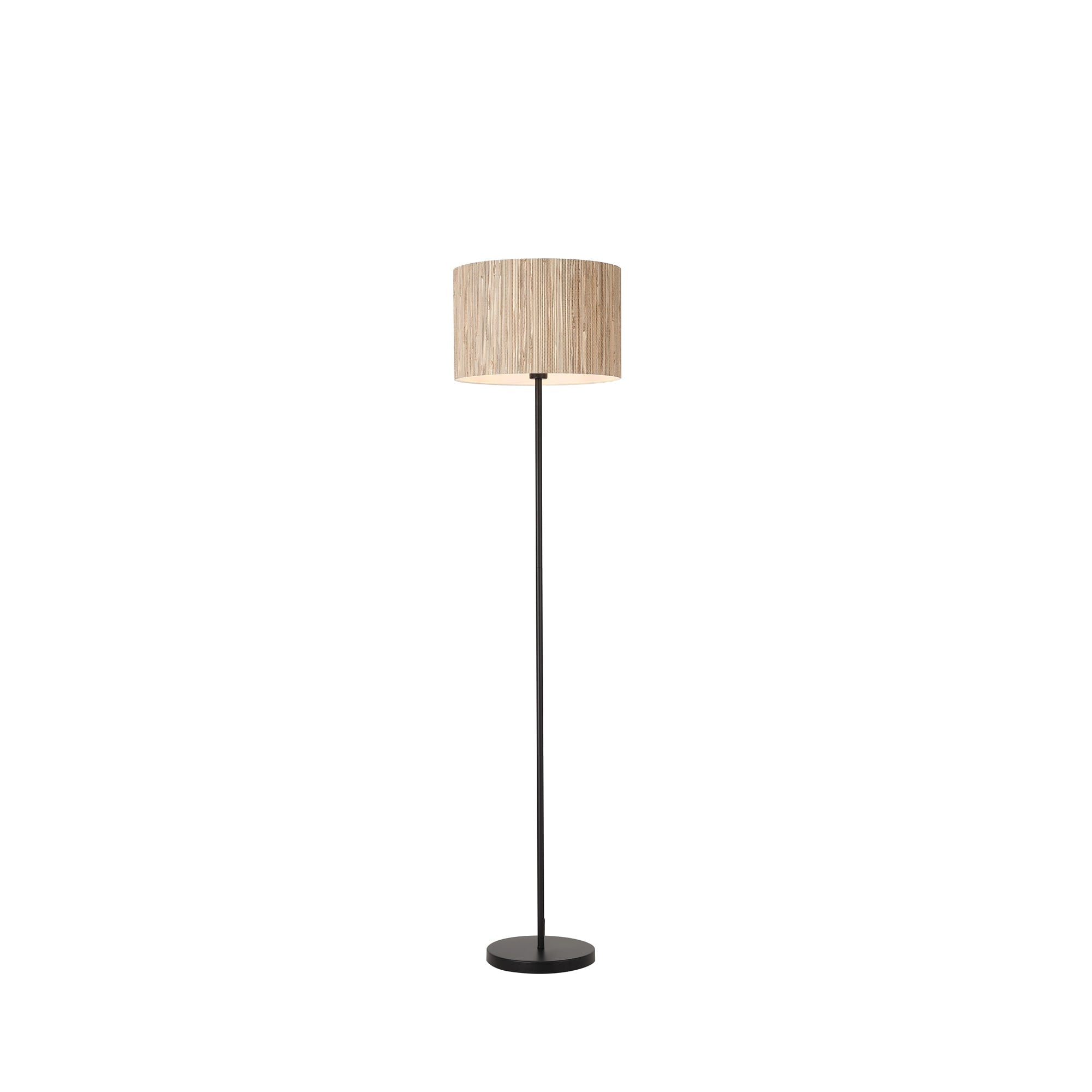 Meadow 1Lt Floor Lamp, Natural Grass Shade and Black Metal