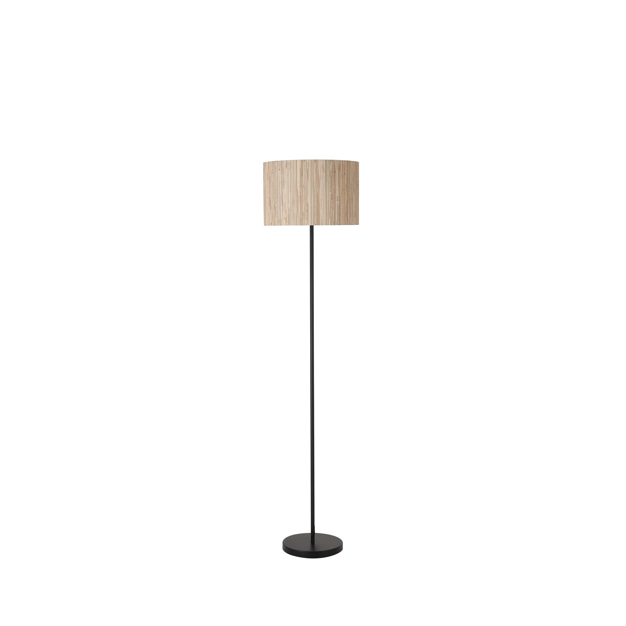 Meadow 1Lt Floor Lamp, Natural Grass Shade and Black Metal