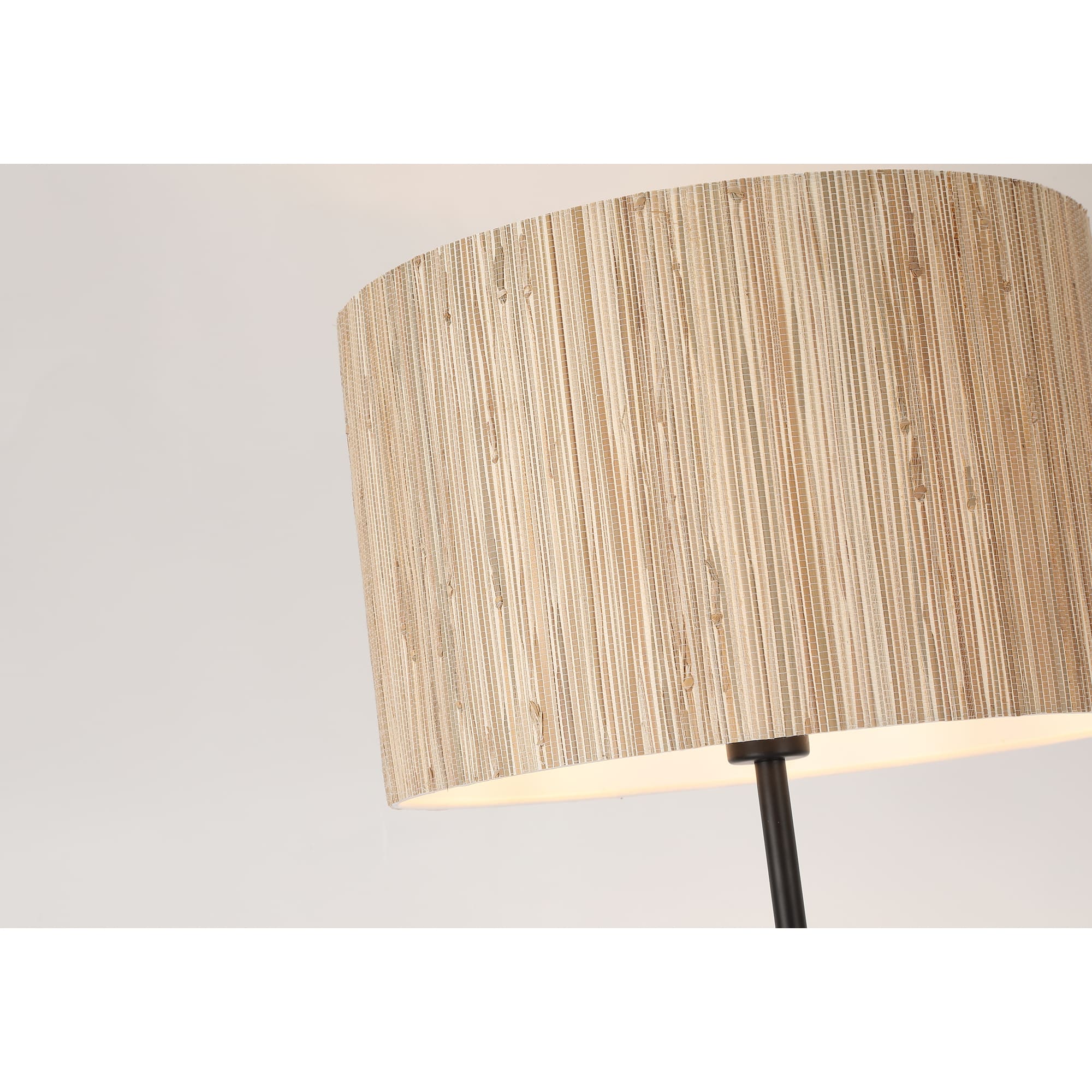 Meadow 1Lt Floor Lamp, Natural Grass Shade and Black Metal