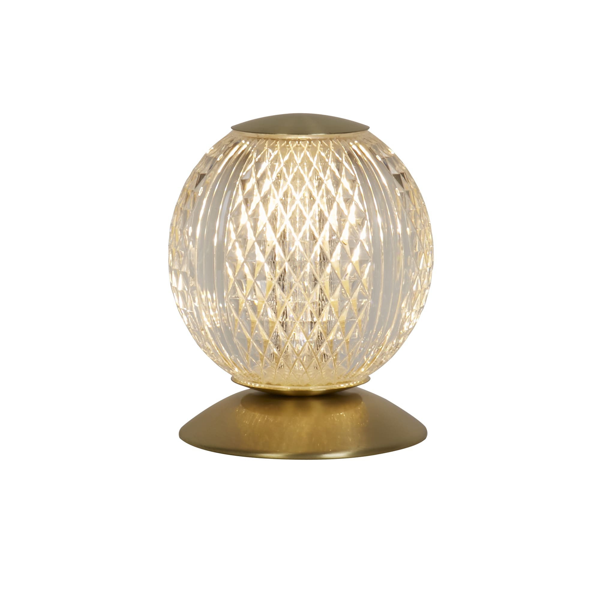 Allure Table Lamp, Satin Brass Metal & Clear Acrylic