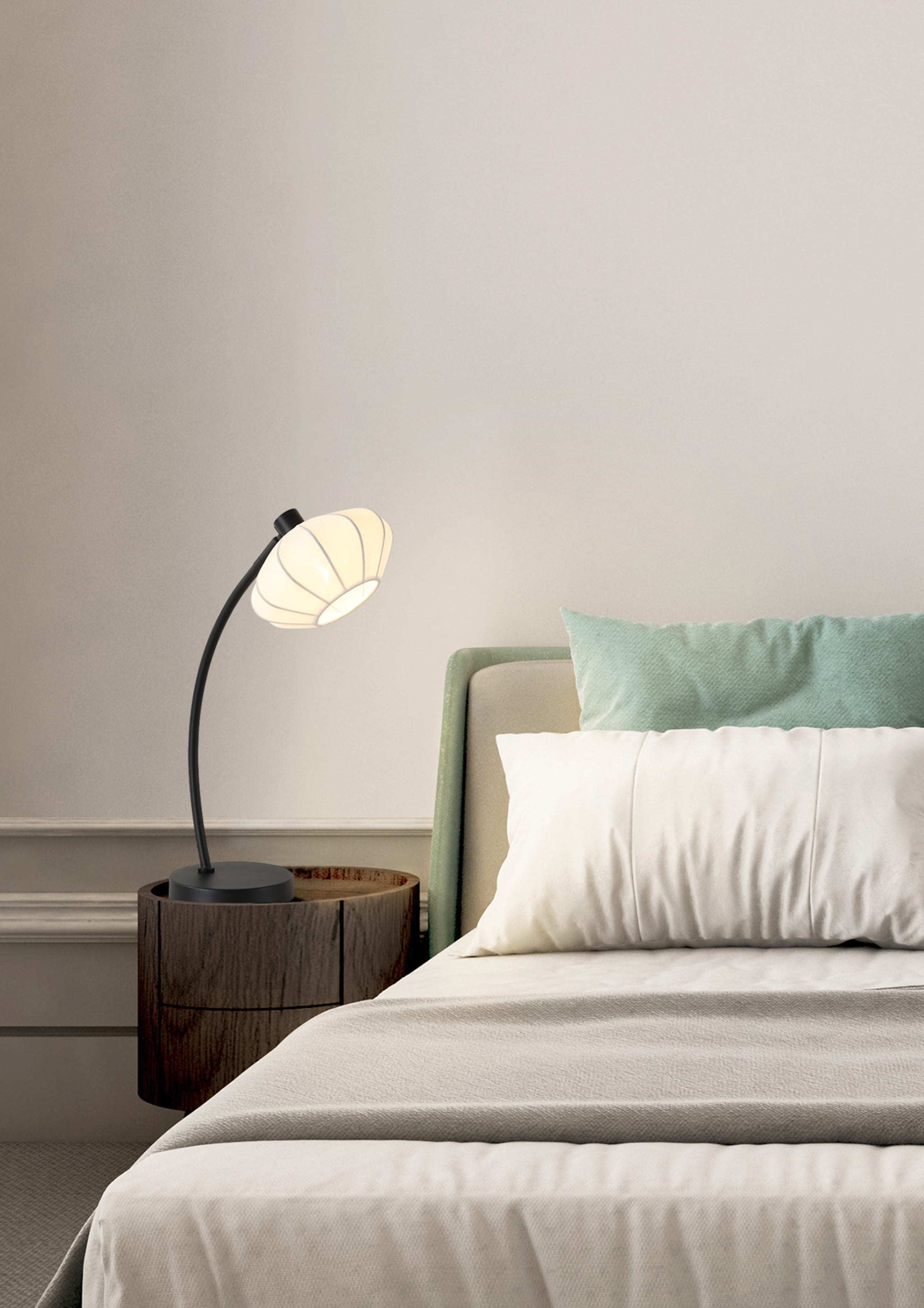 Radiant 1Lt Table Lamp, Black Metal with Soft Fabric Shade