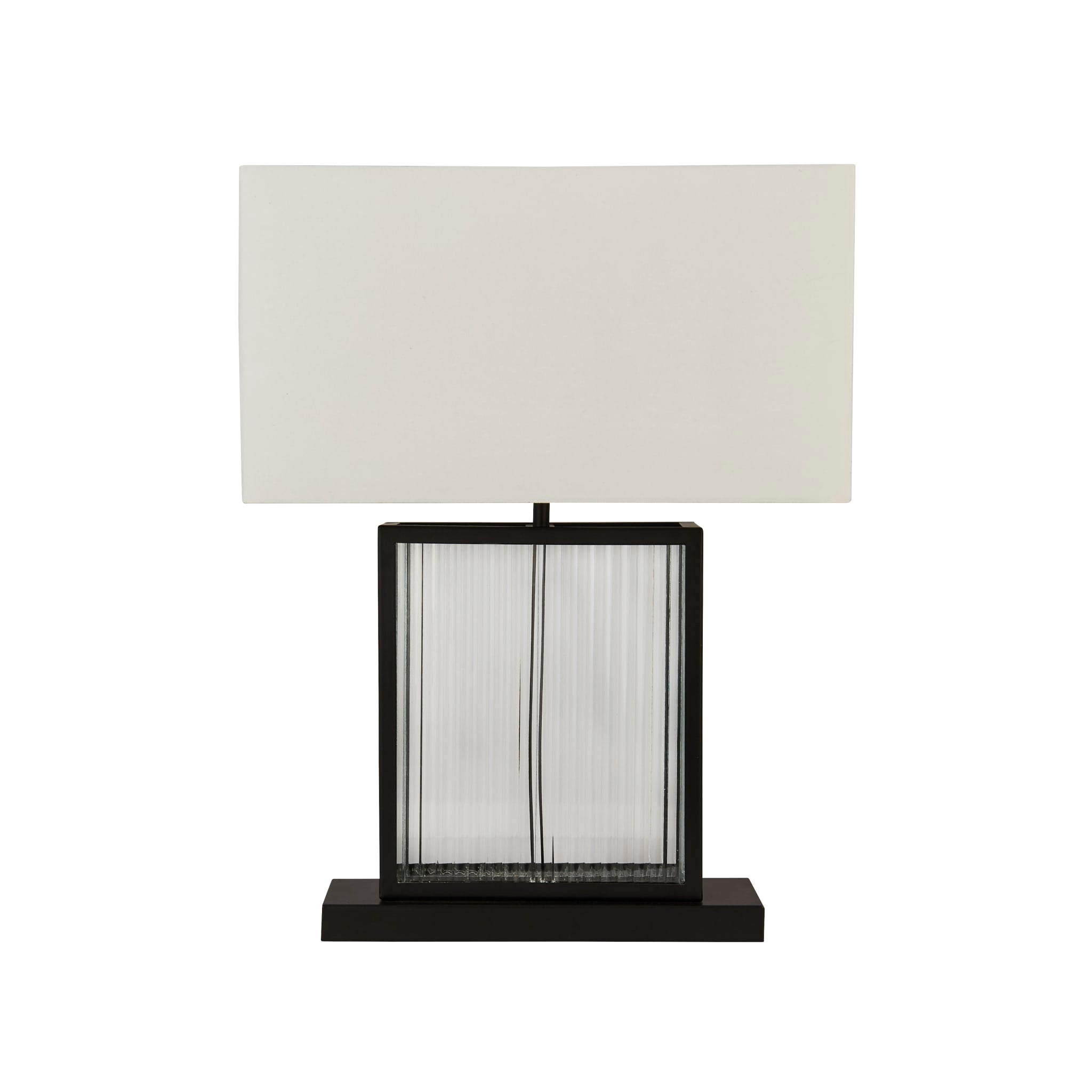 Clarendon Table Lamp - Black Metal, Tempered Glass & Velvet
