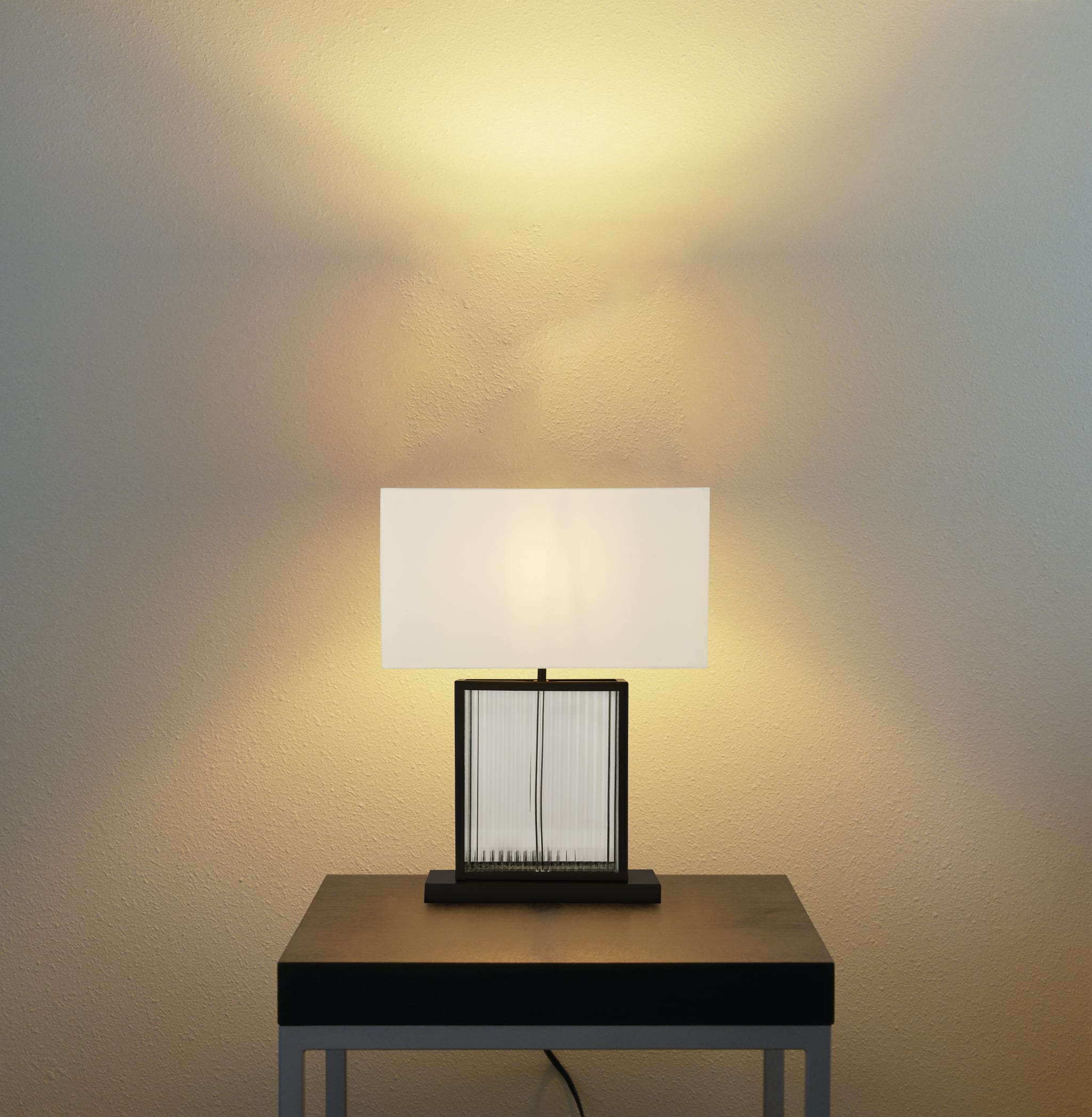 Clarendon Table Lamp - Black Metal, Tempered Glass & Velvet