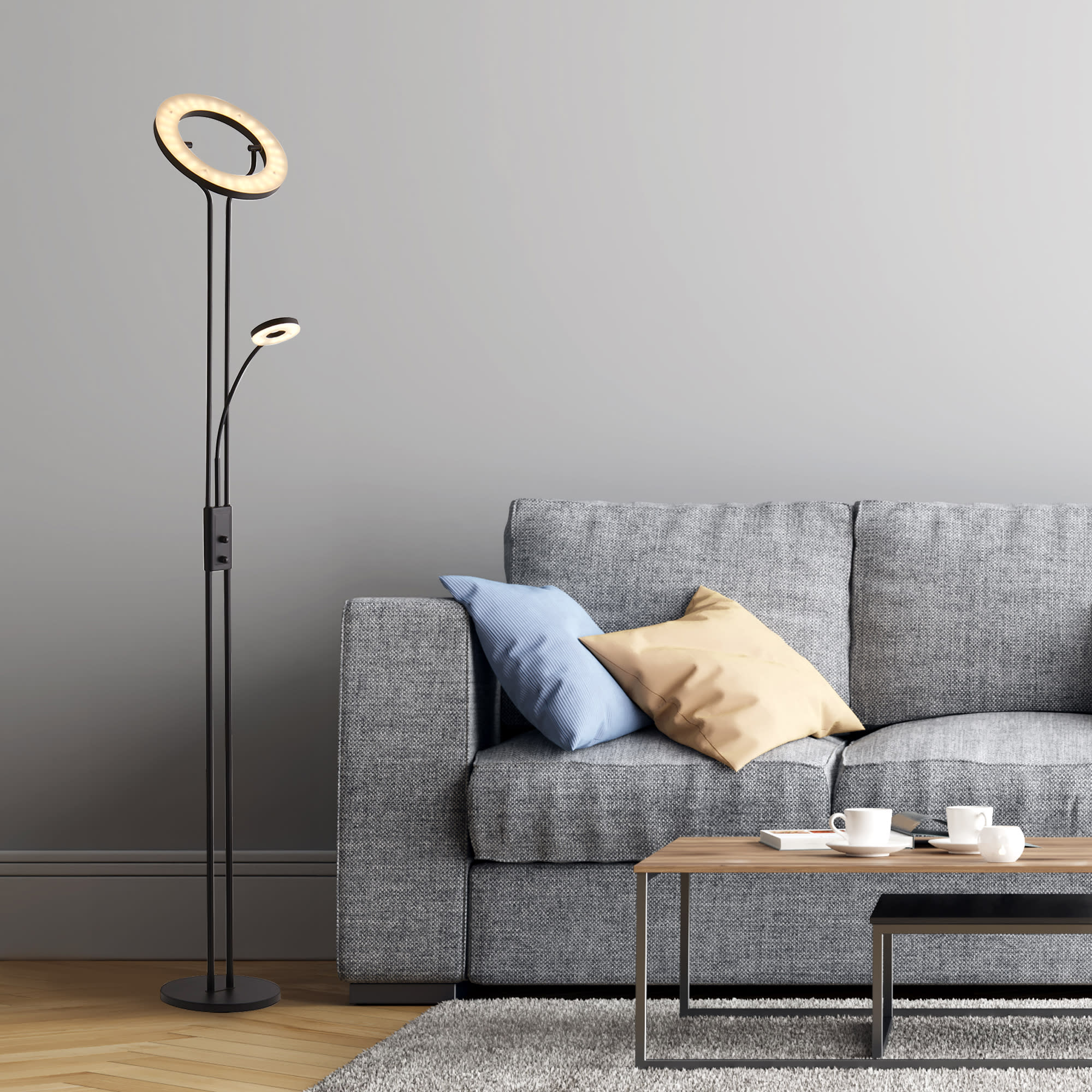 Mother & Child Floor Lamp - Matt Black Metal