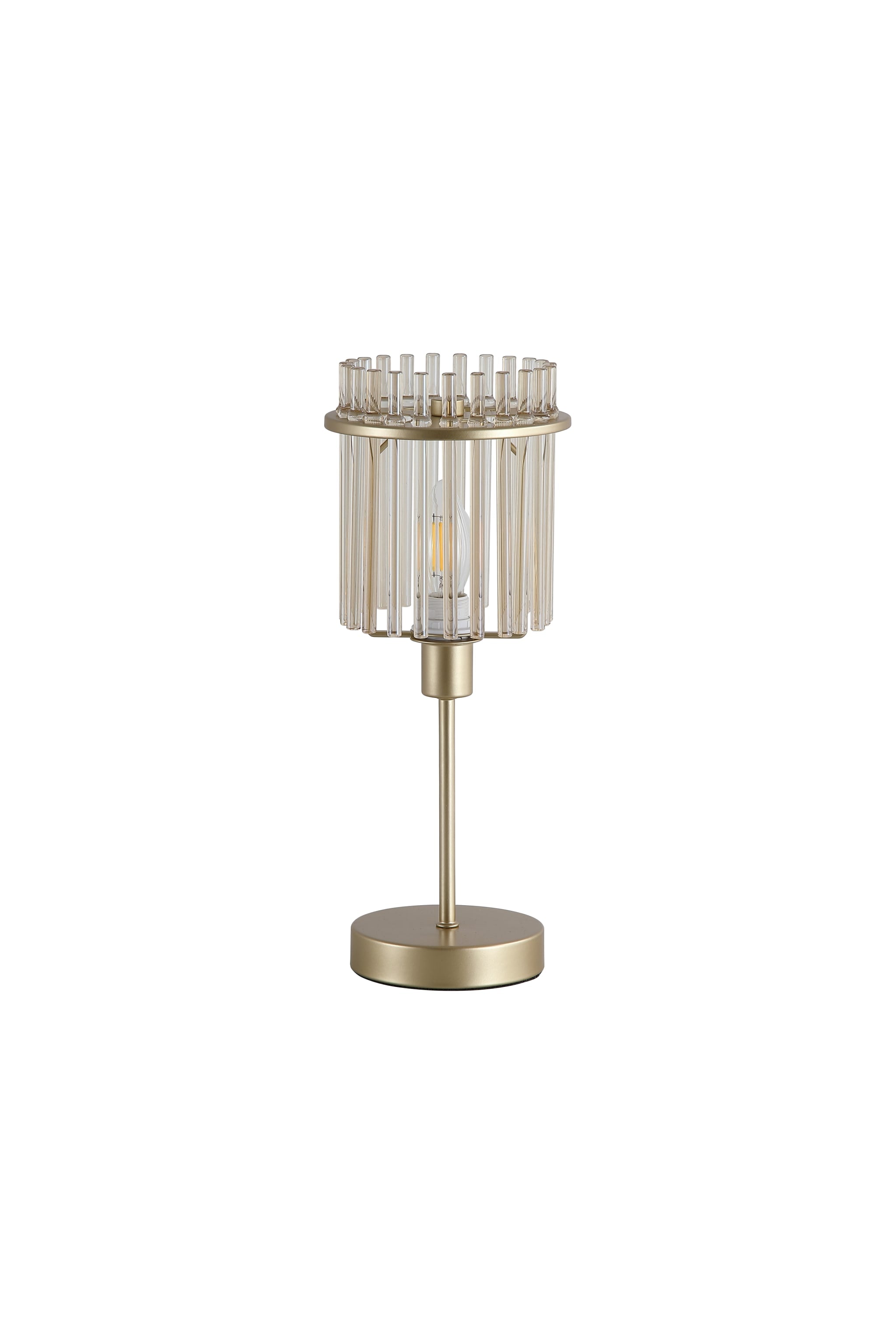 Swizzle 1Lt Table Lamp, Gold Metal with Champagne Rods