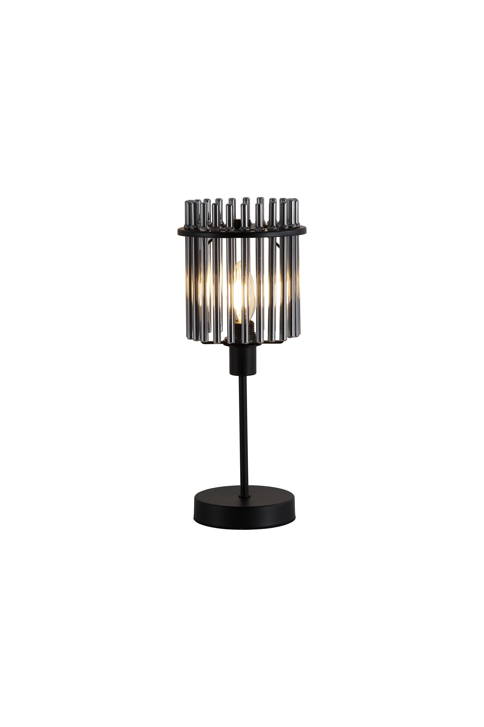 Swizzle 1Lt Table Lamp, Matt Black Metal with Smoked Rods