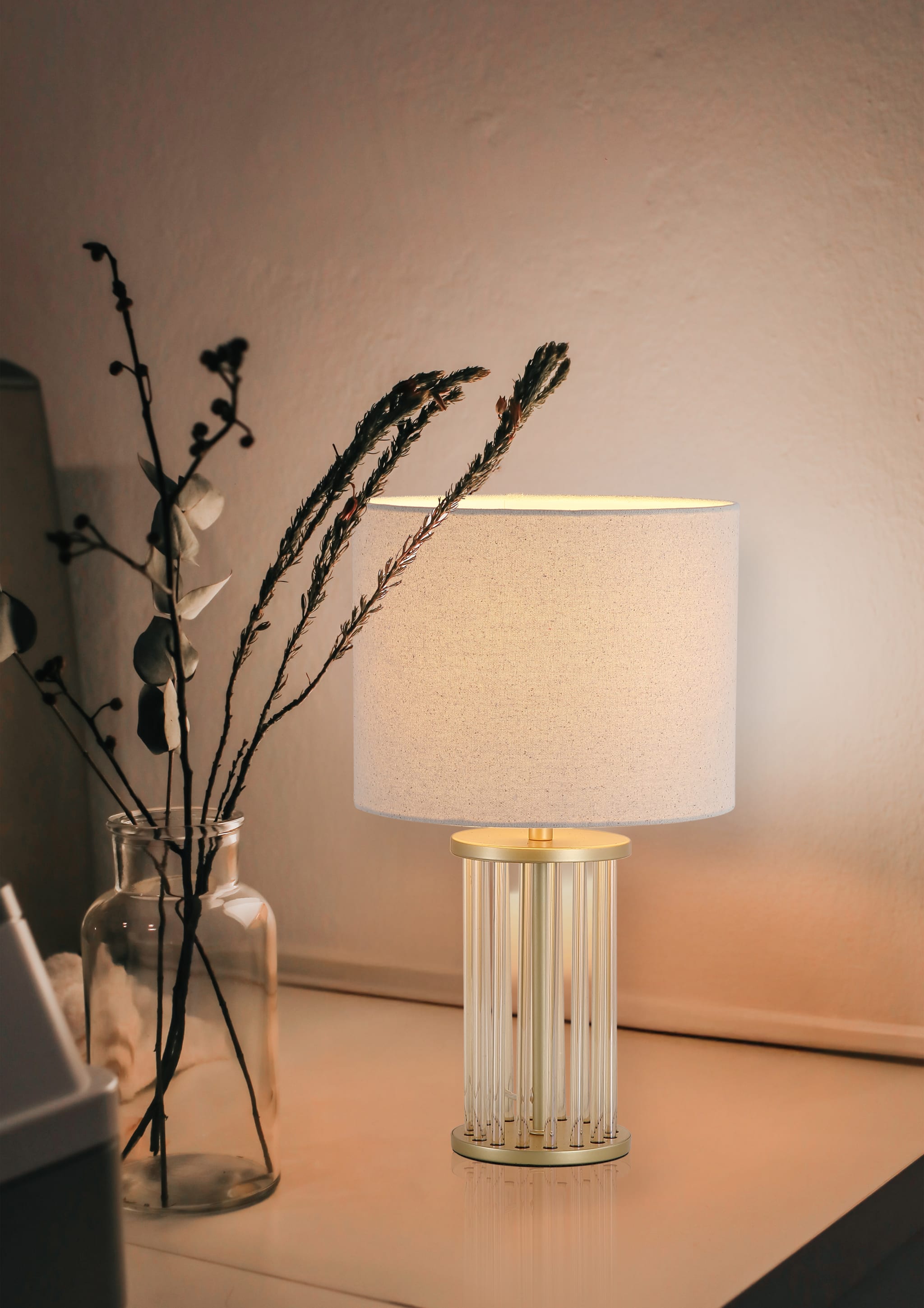 Swizzle 1Lt Table Lamp, Gold Metal and White Shade