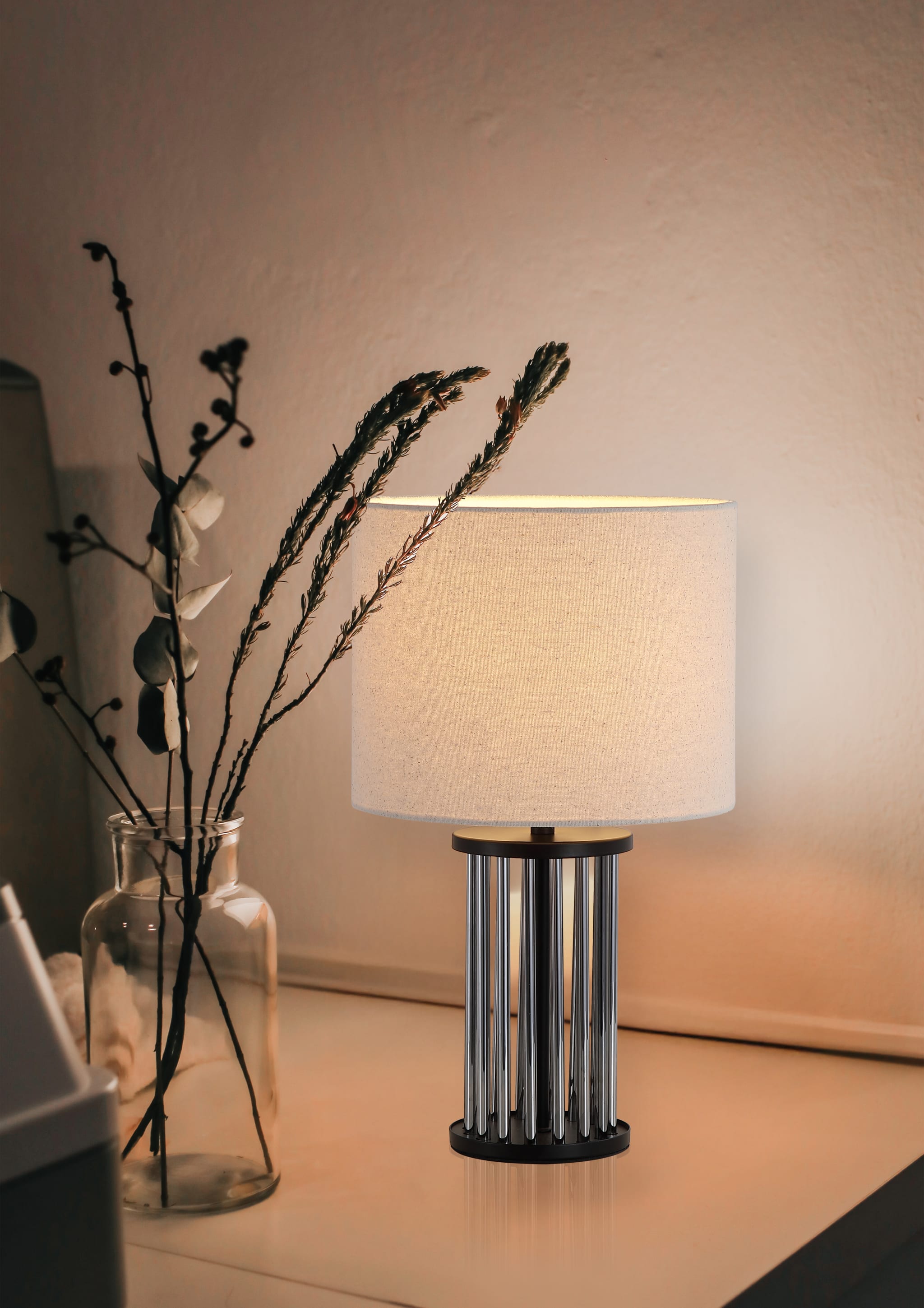 Swizzle 1Lt Table Lamp, Matt Black Metal and White Shade
