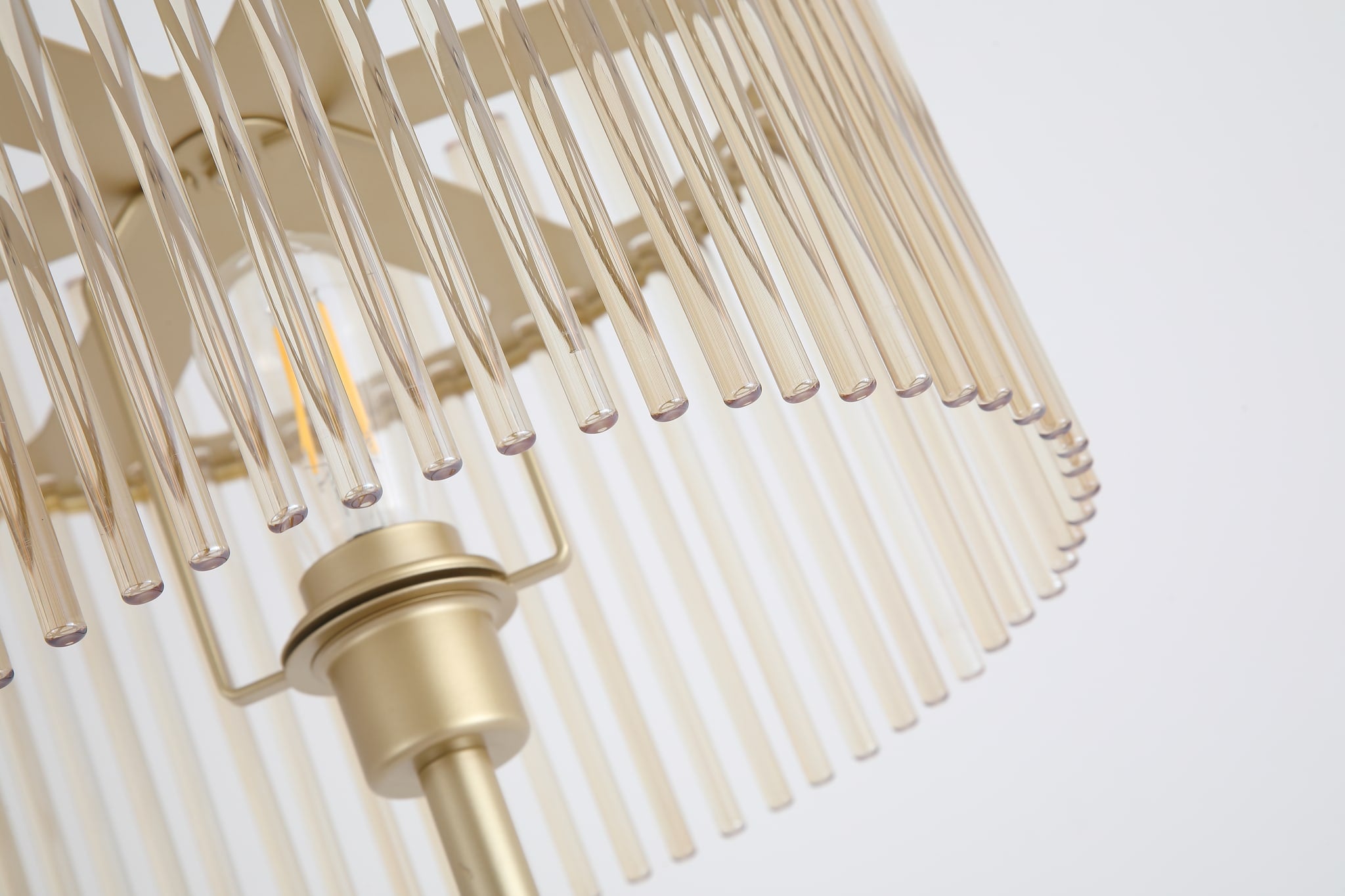 Swizzle 1Lt Floor Lamp, Gold Metal with Champagne Rods
