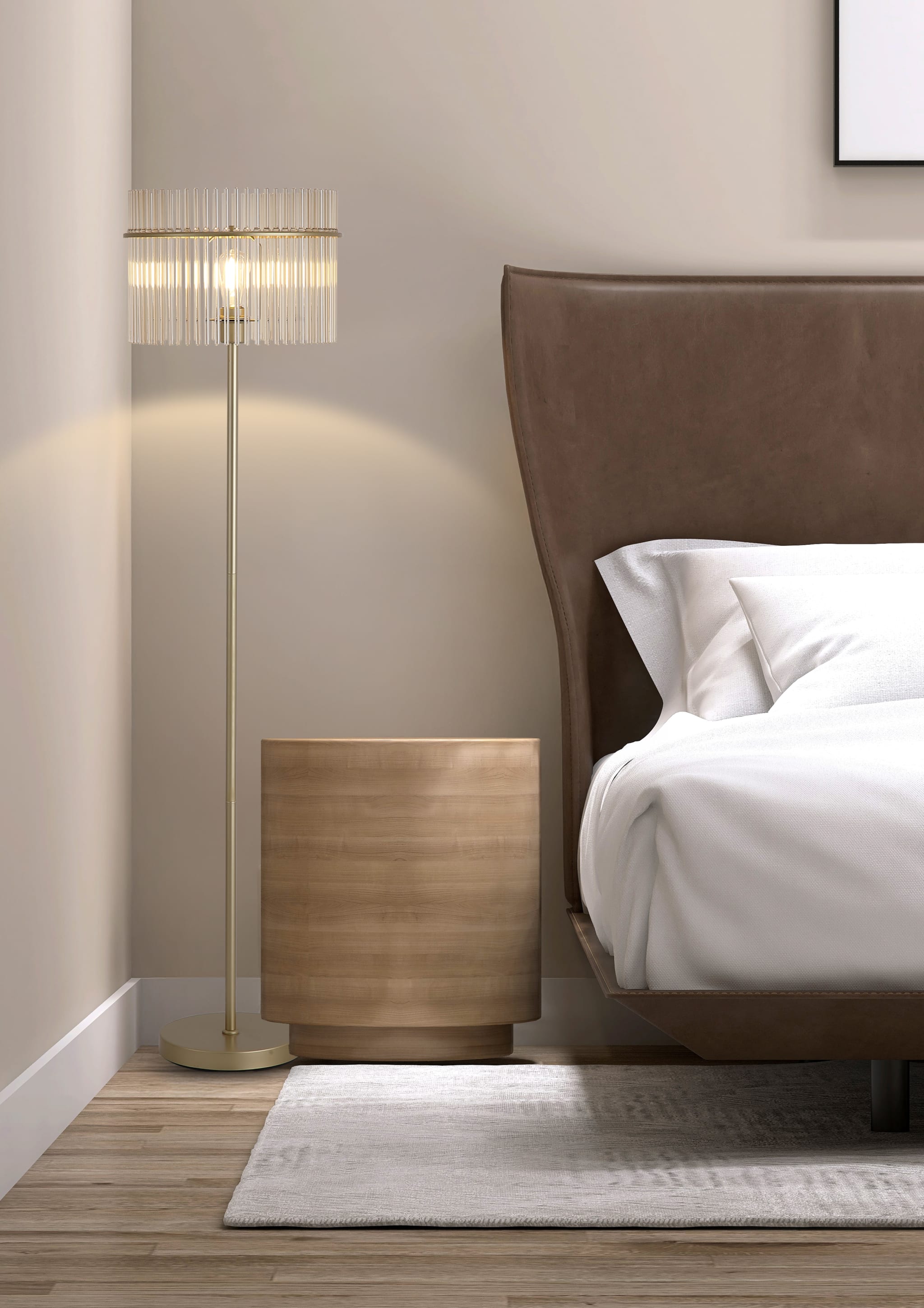 Swizzle 1Lt Floor Lamp, Gold Metal with Champagne Rods