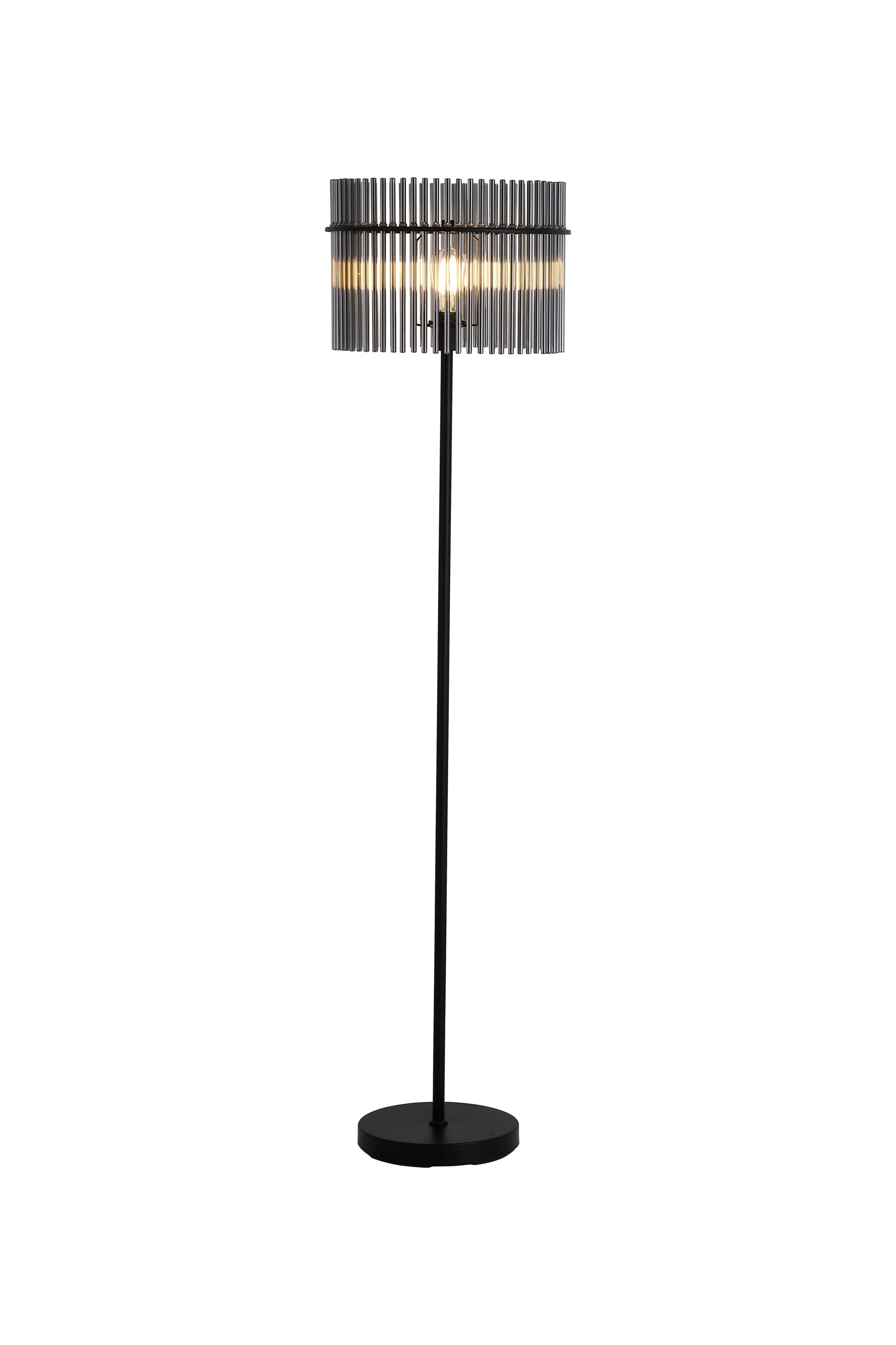Swizzle 1Lt Floor Lamp, Matt Black Metal with Smoked Rods