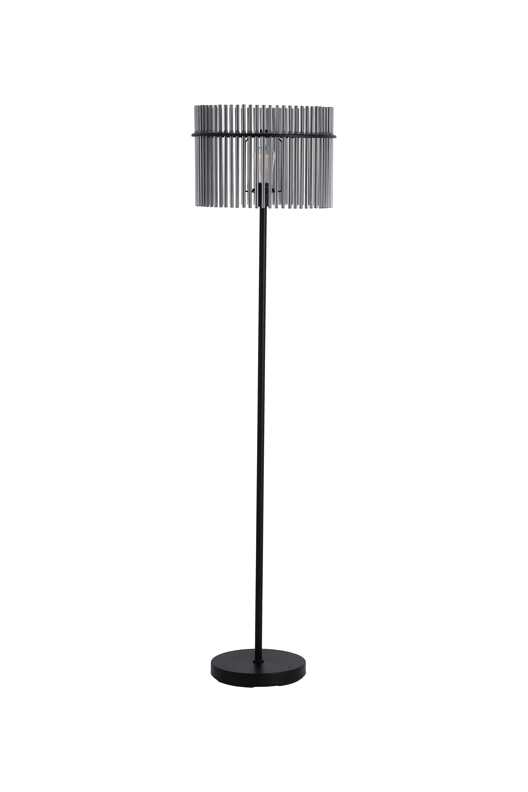 Swizzle 1Lt Floor Lamp, Matt Black Metal with Smoked Rods
