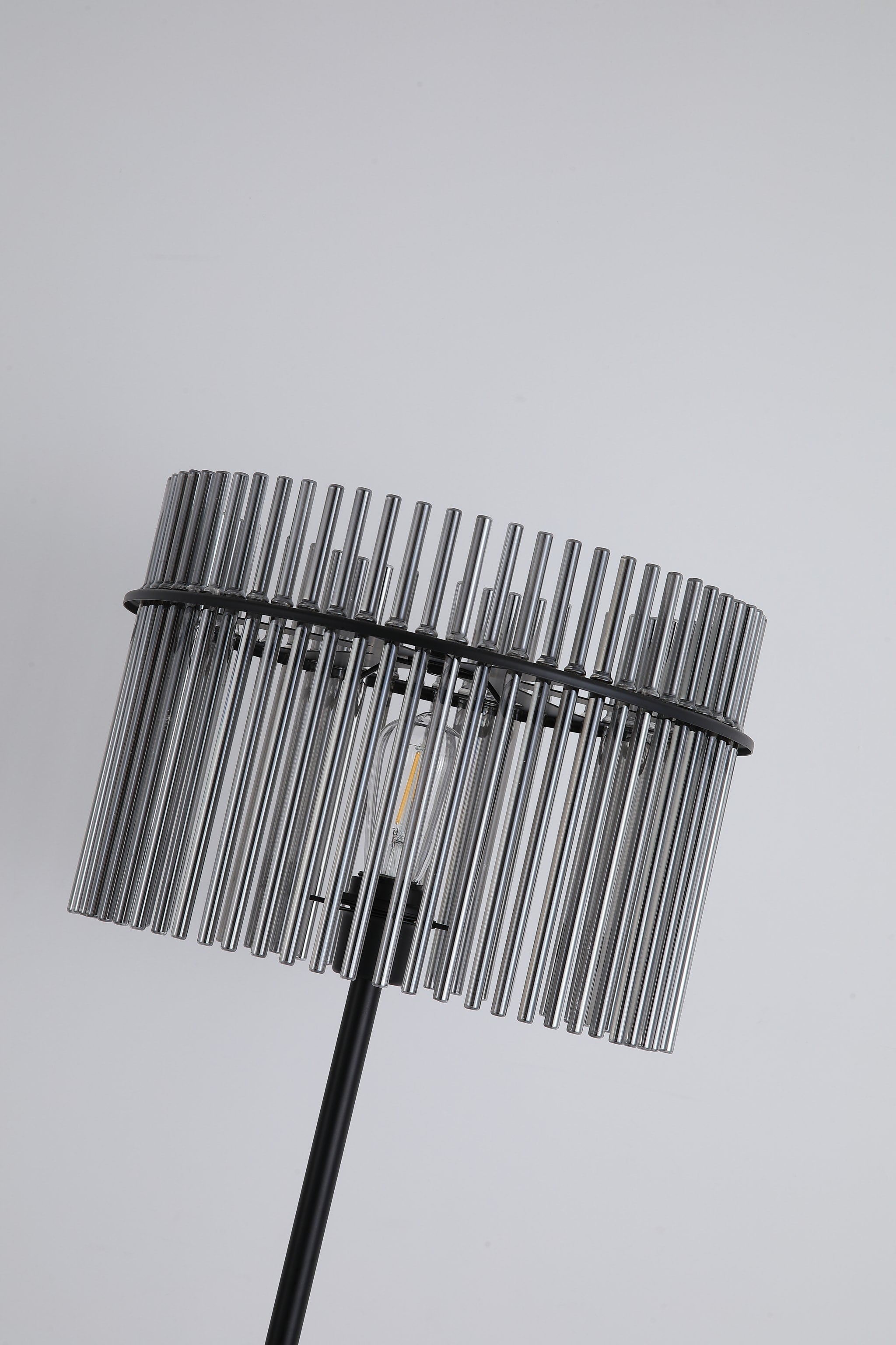 Swizzle 1Lt Floor Lamp, Matt Black Metal with Smoked Rods