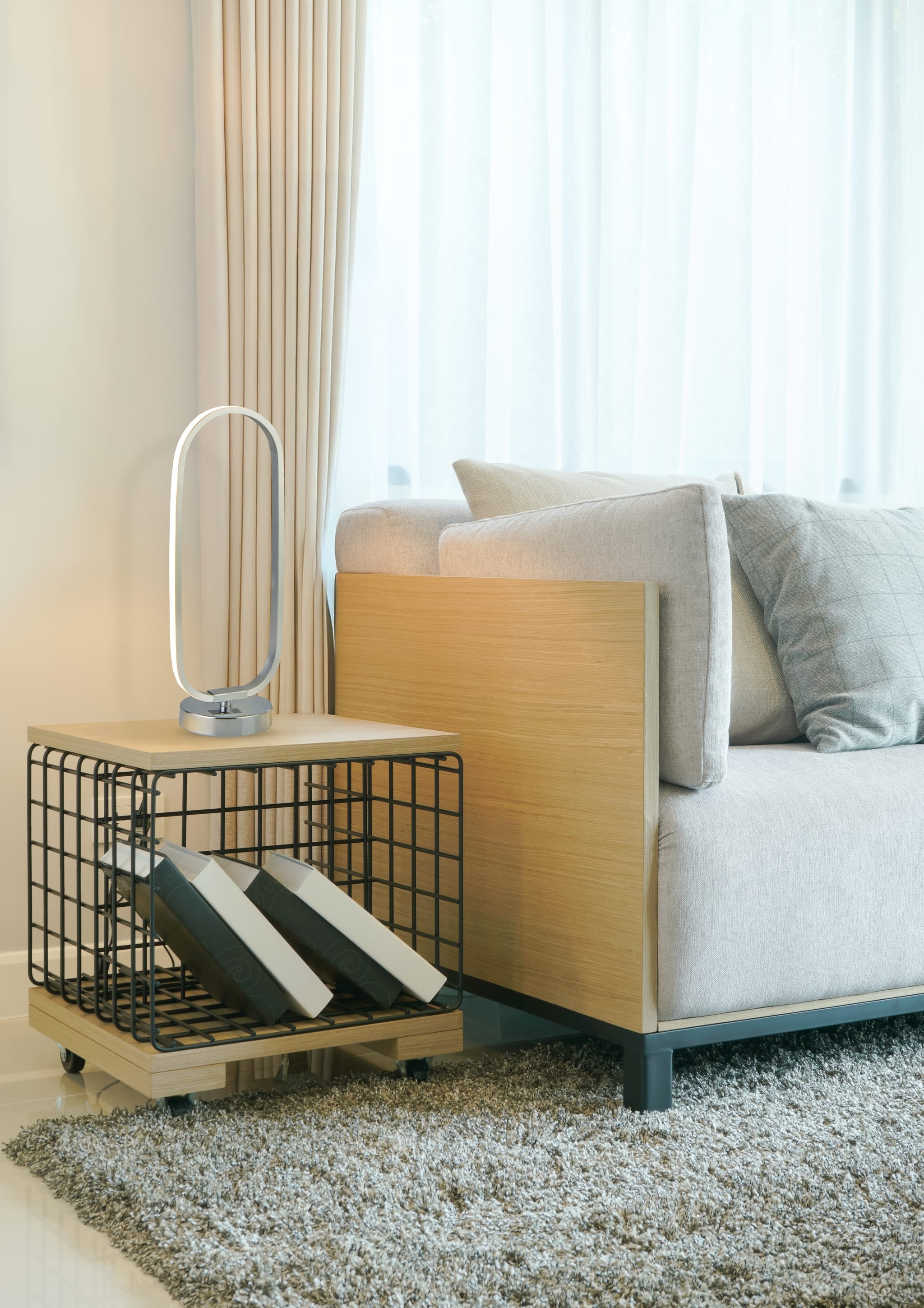 Liner Table Lamp - Chrome Metal & Brushed Aluminium