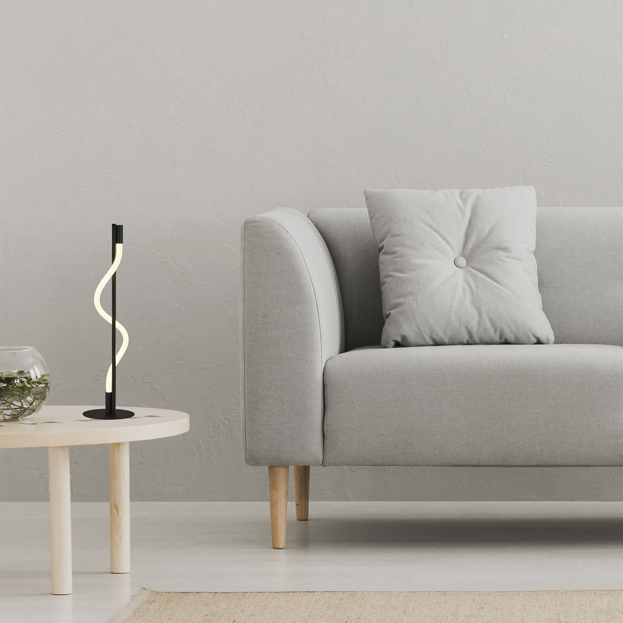 Serpent Table Lamp - Black Metal & Opal Tube