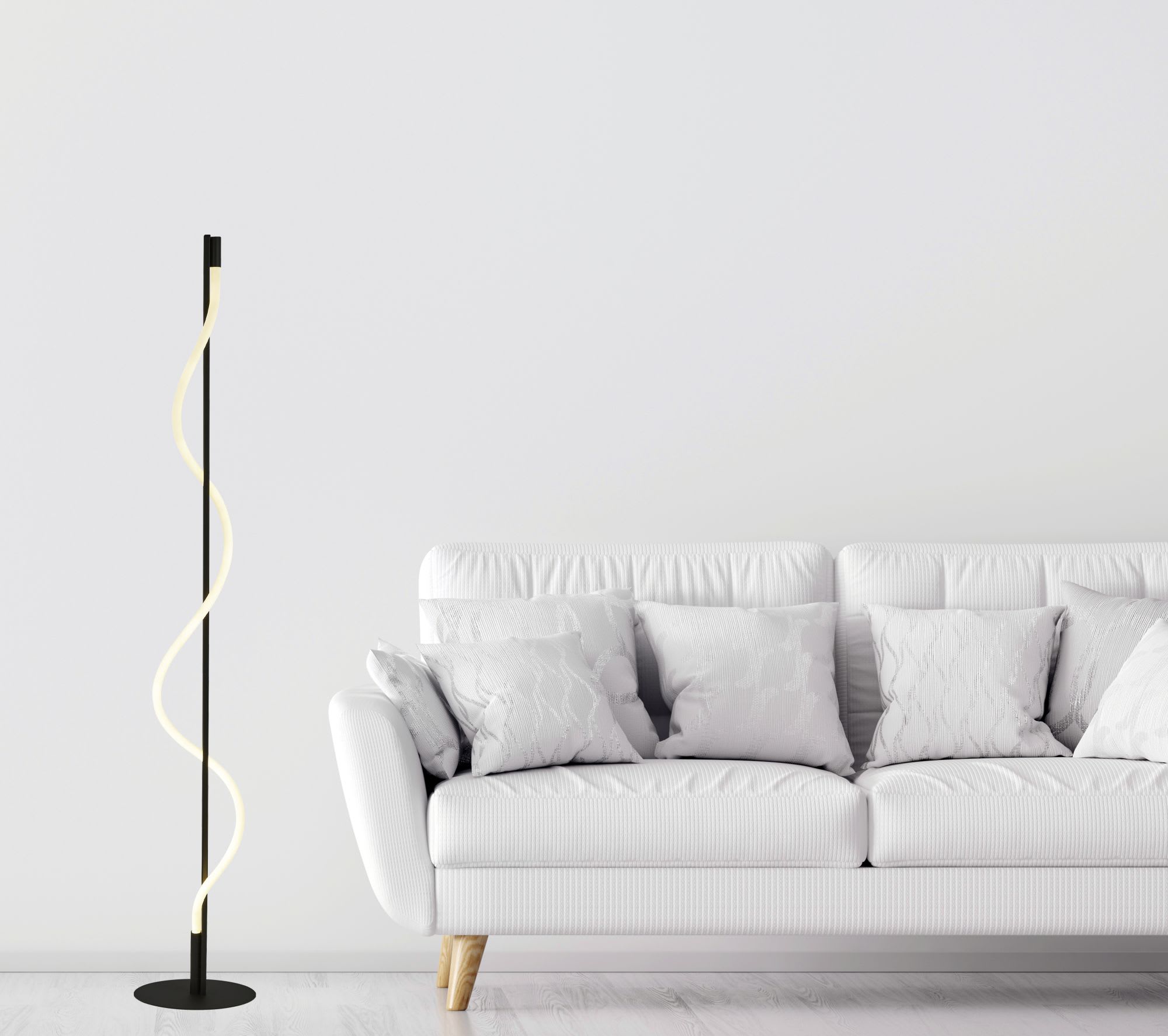 Serpent Floor Lamp - Black Metal & Opal Tube