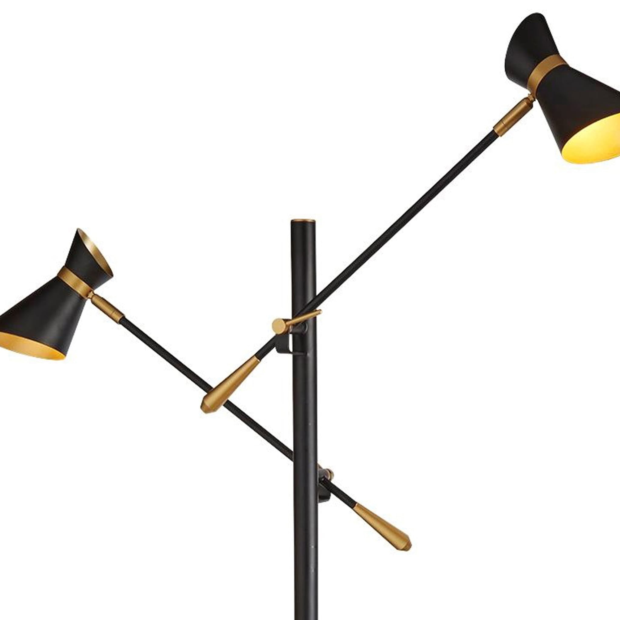 Diablo 2Lt Floor Lamp - Black & Gold Metal