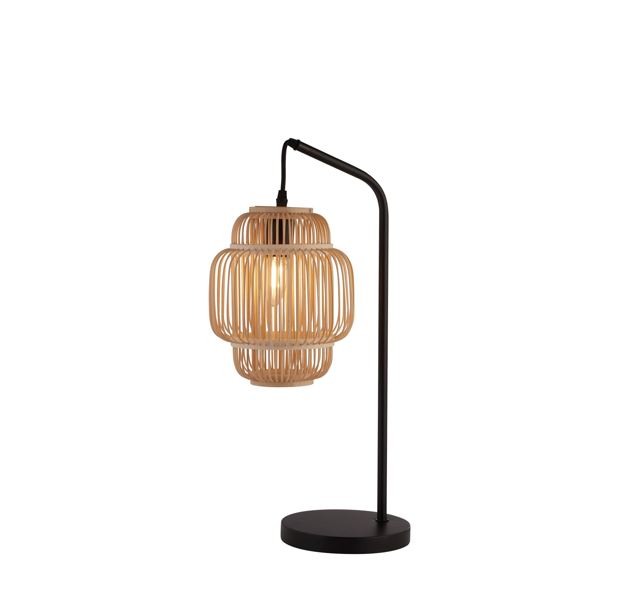 x Java Table Lamp - Black Metal & Bamboo Shade