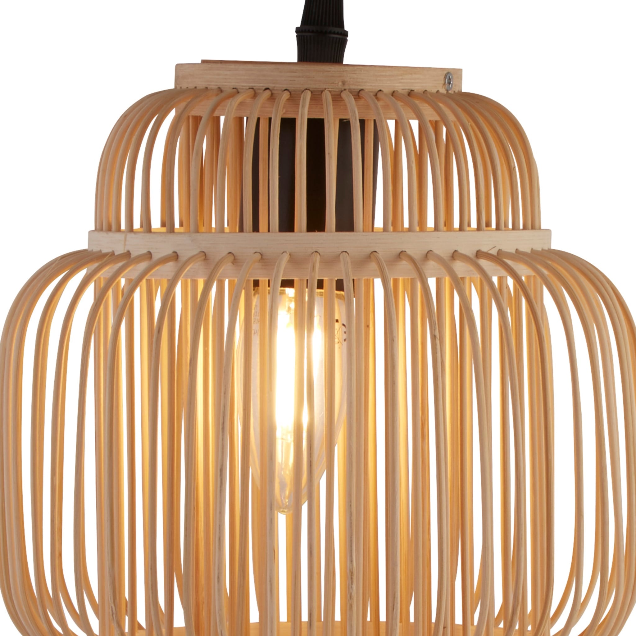 x Java Table Lamp - Black Metal & Bamboo Shade