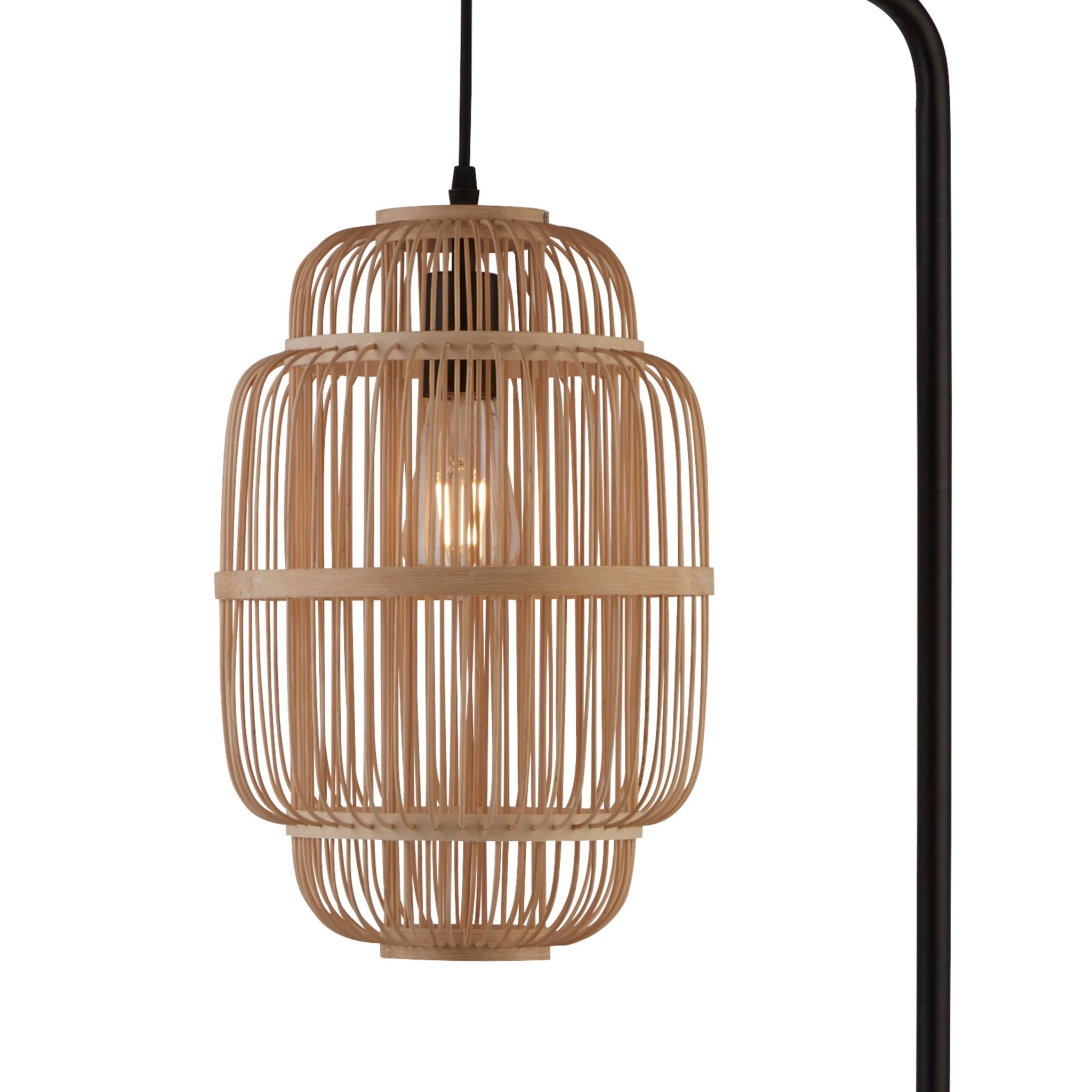 x Java Floor Lamp - Black Metal & Bamboo Shade