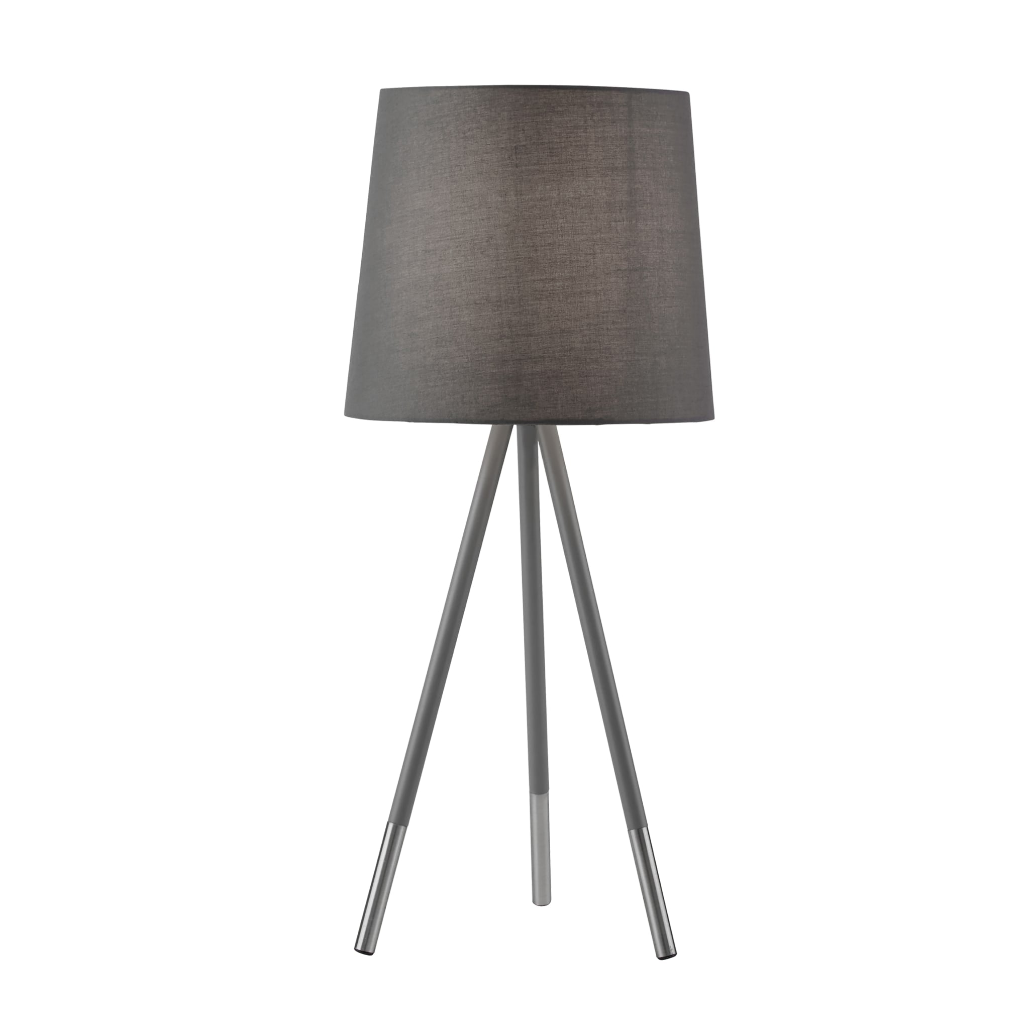 Rio Table Lamp - Satin Silver & Grey Metal & Grey Fabric