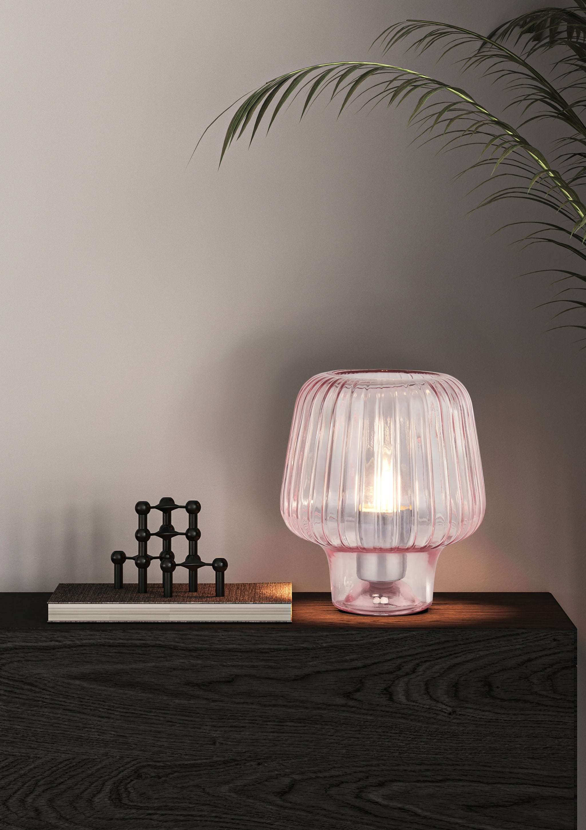 Aria Table Lamp - Pink Ripple Glass
