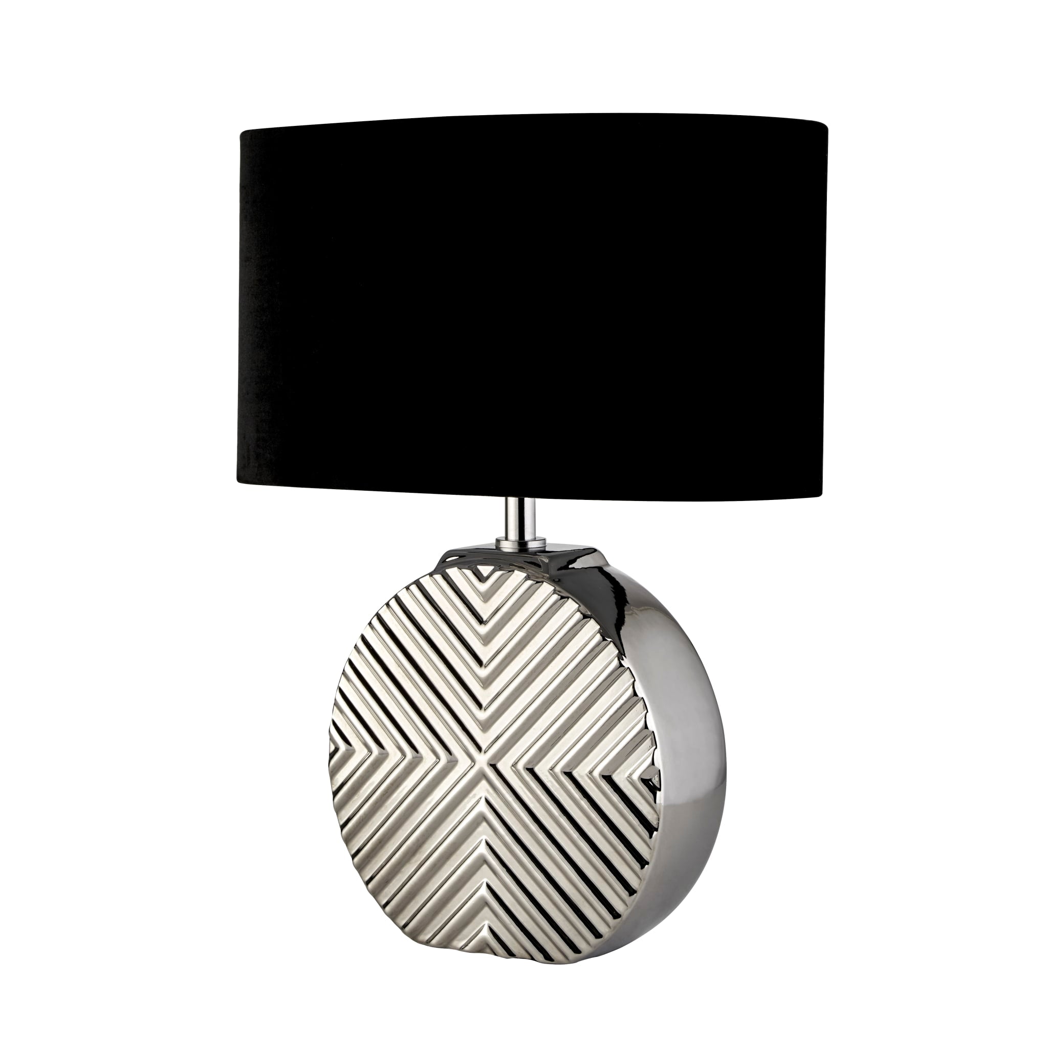 Regen Table Lamp - Chrome Ceramic with Black Fabric Shade