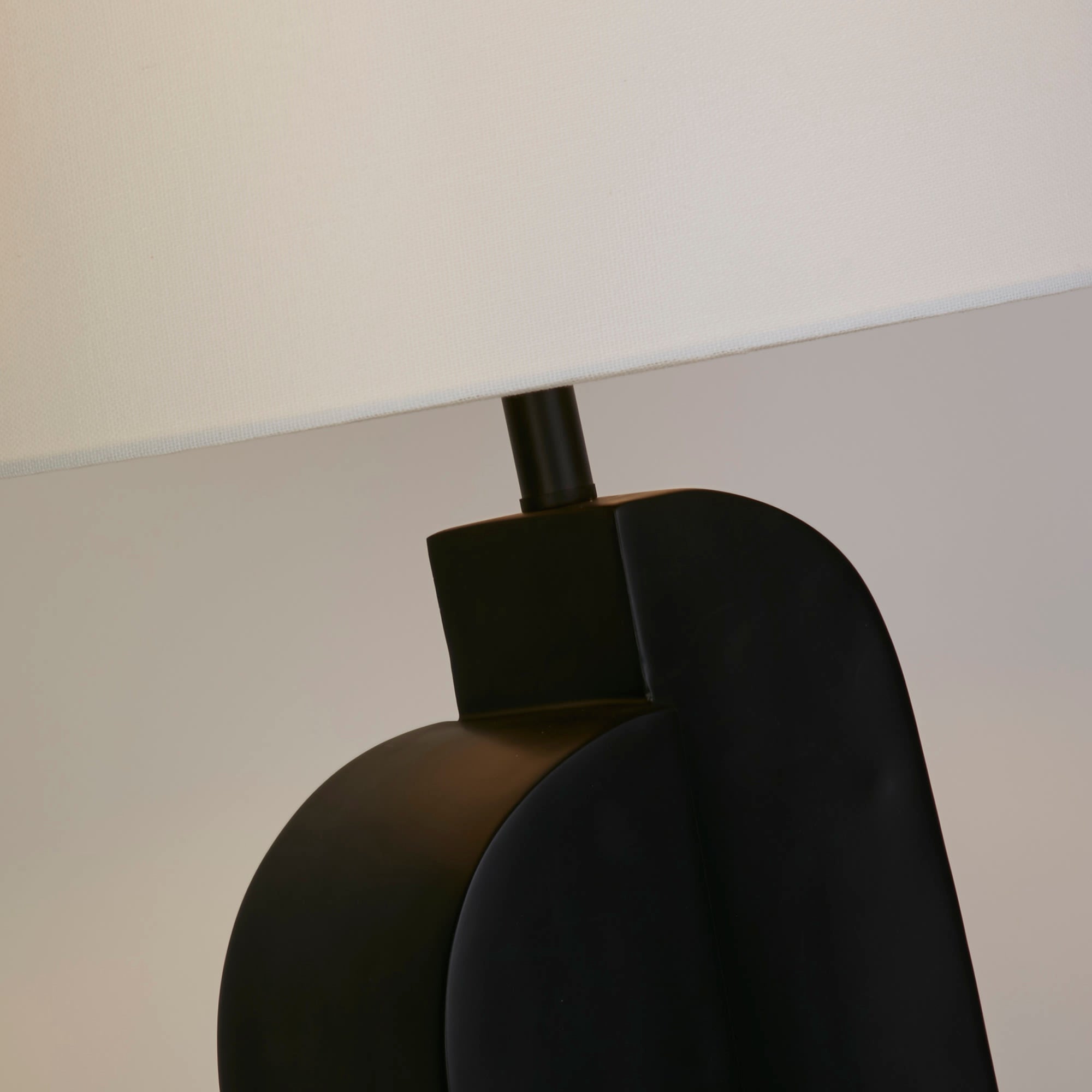 Perth 1Lt Table Lamp, Matt Black Resin & White Linen Shade
