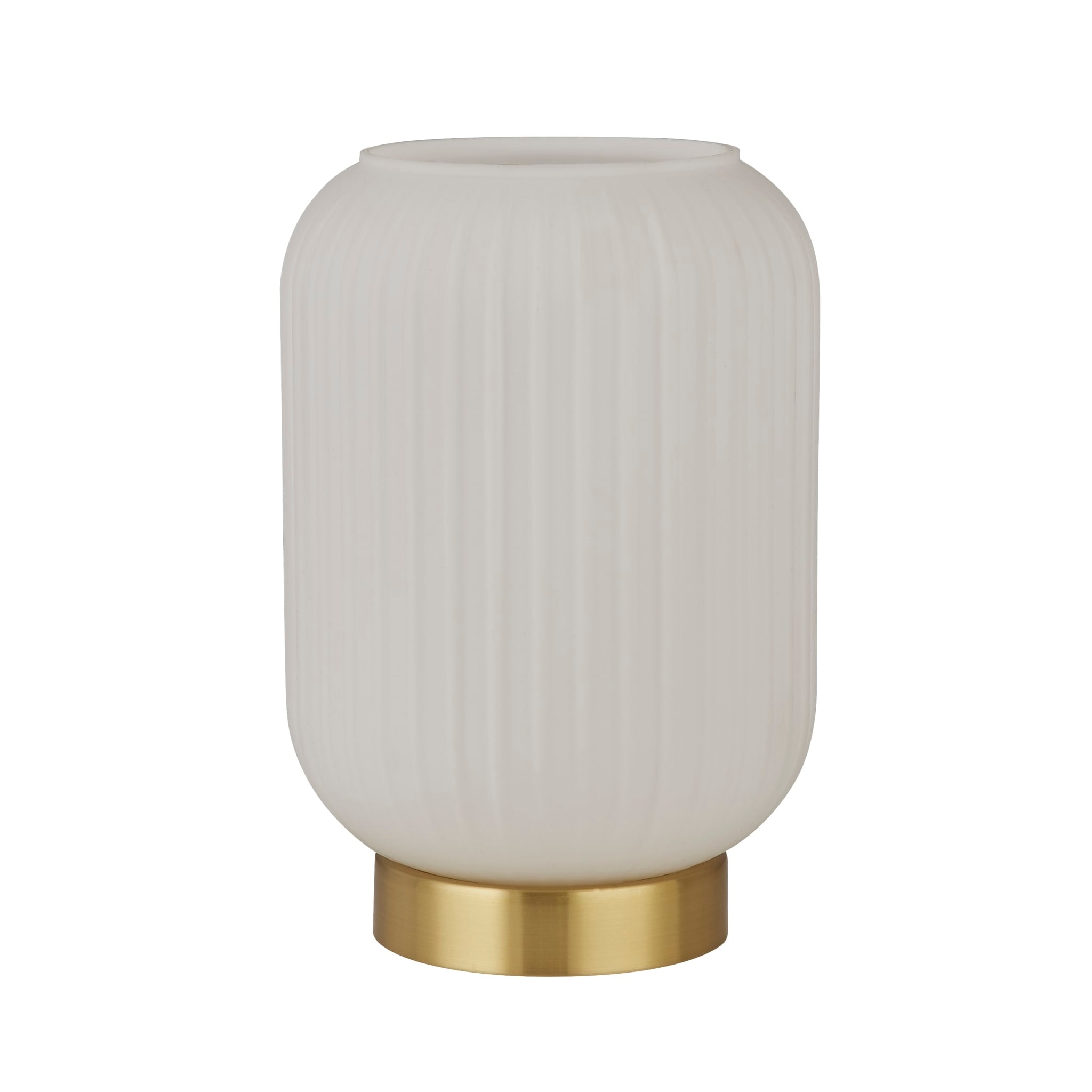 Pearl Table Lamp - White Frosted Glass & Satin Brass Metal