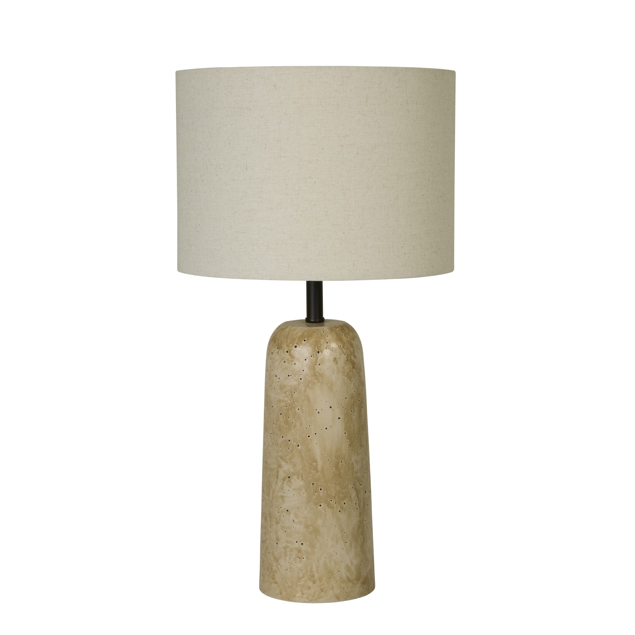 Agra Table Lamp -  Travertine effect & Fabric Shade