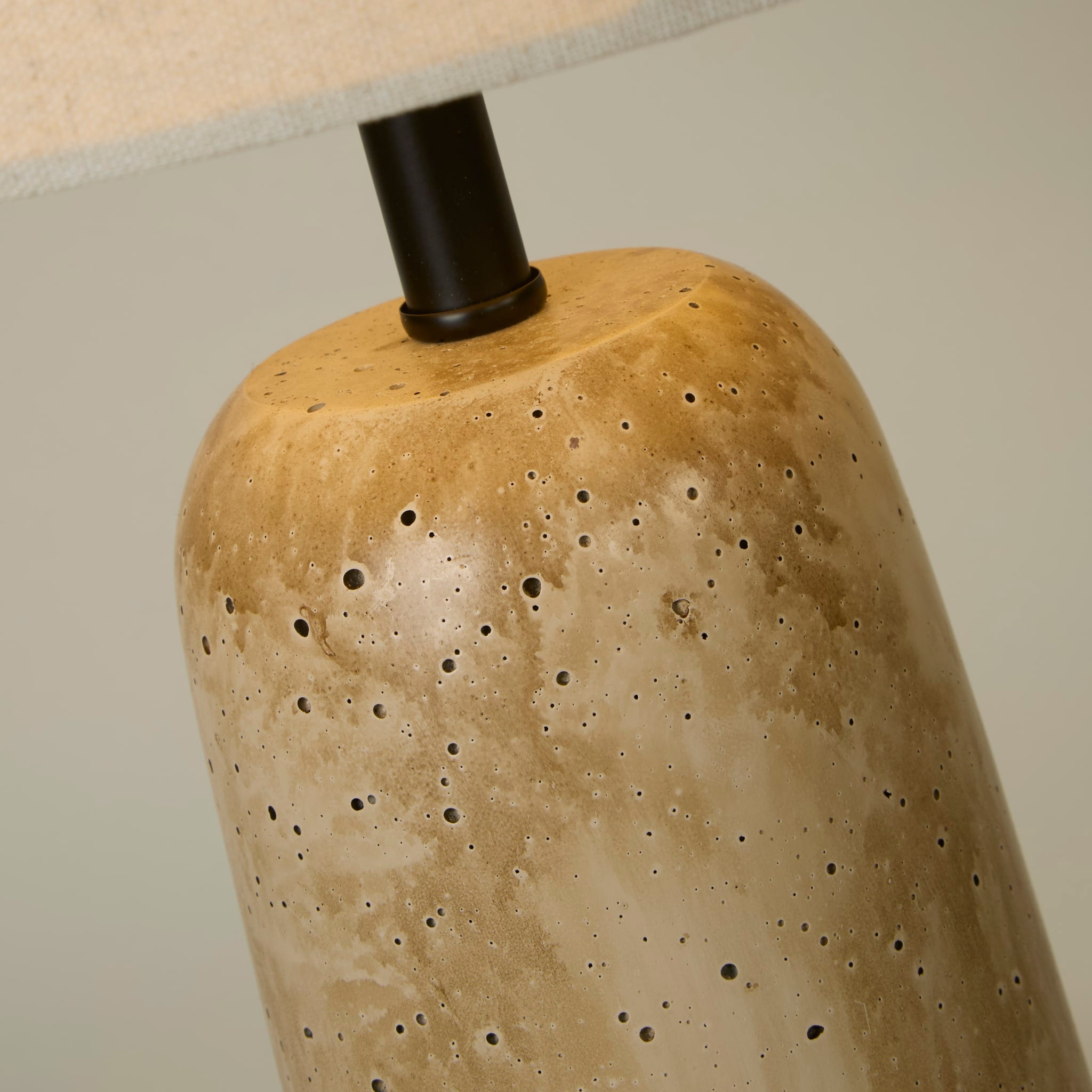 Agra Table Lamp -  Travertine effect & Fabric Shade