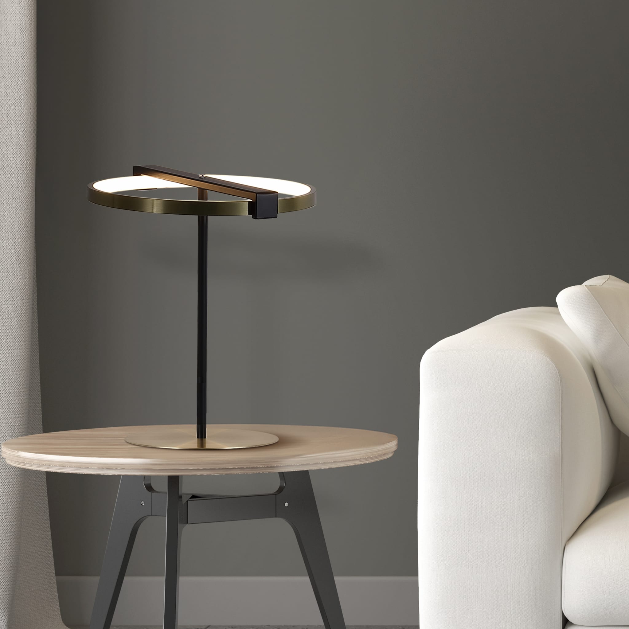 Aerial LED Table Lamp, Gold and Black Metal