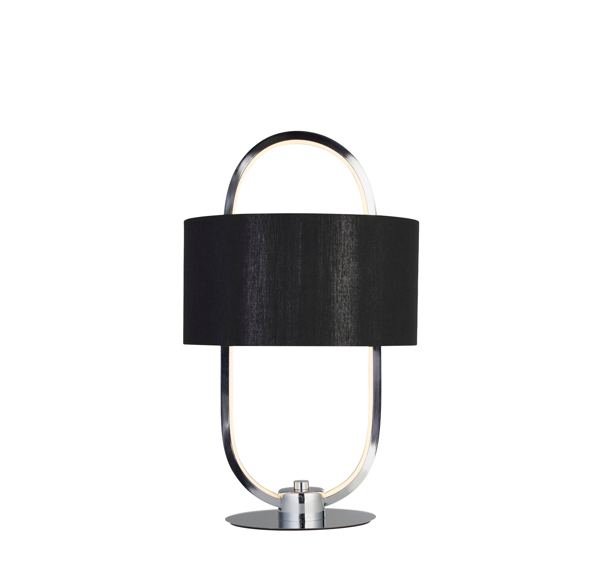 Madrid Table Lamp - Chrome Metal & Black Fabric Shade