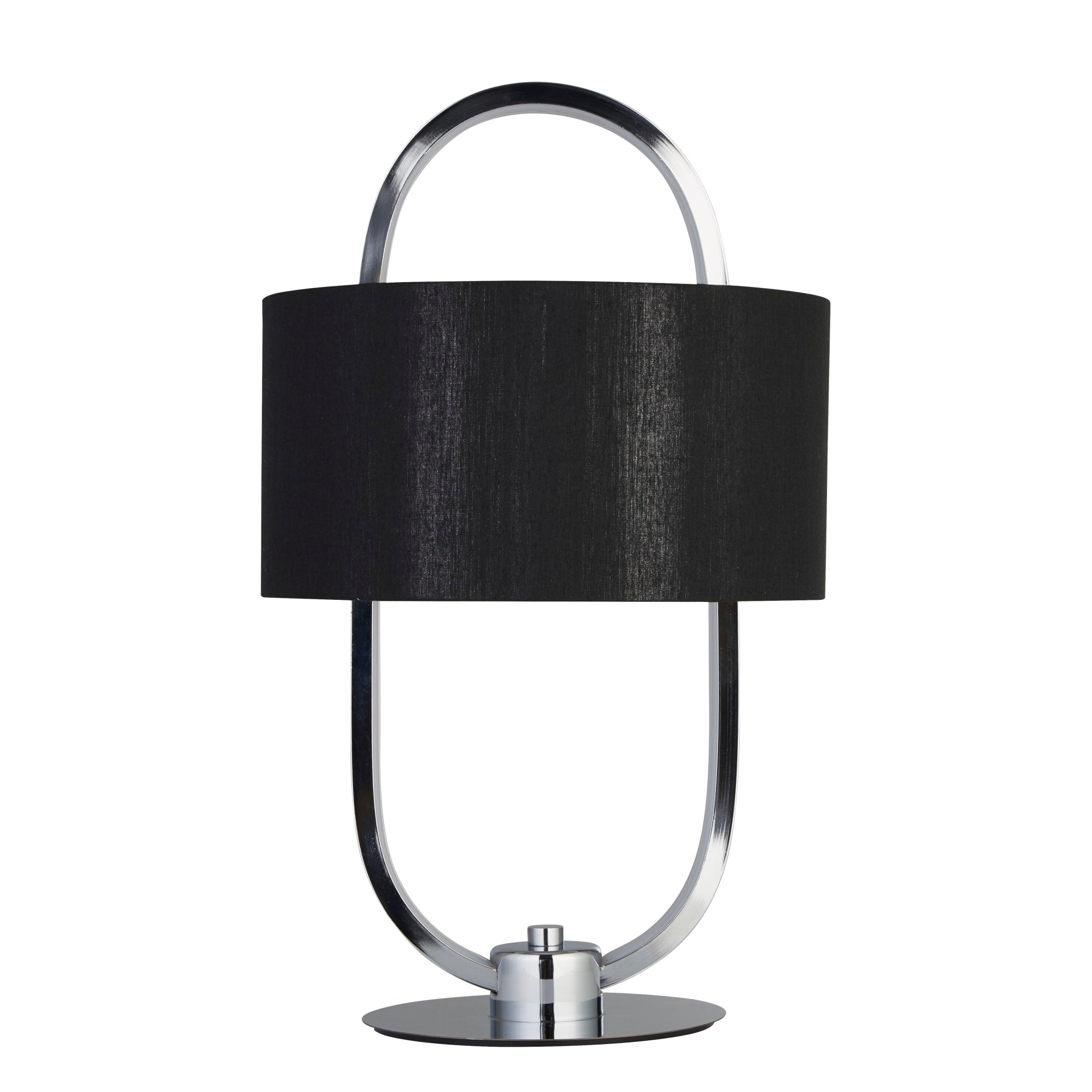 Madrid Table Lamp - Chrome Metal & Black Fabric Shade
