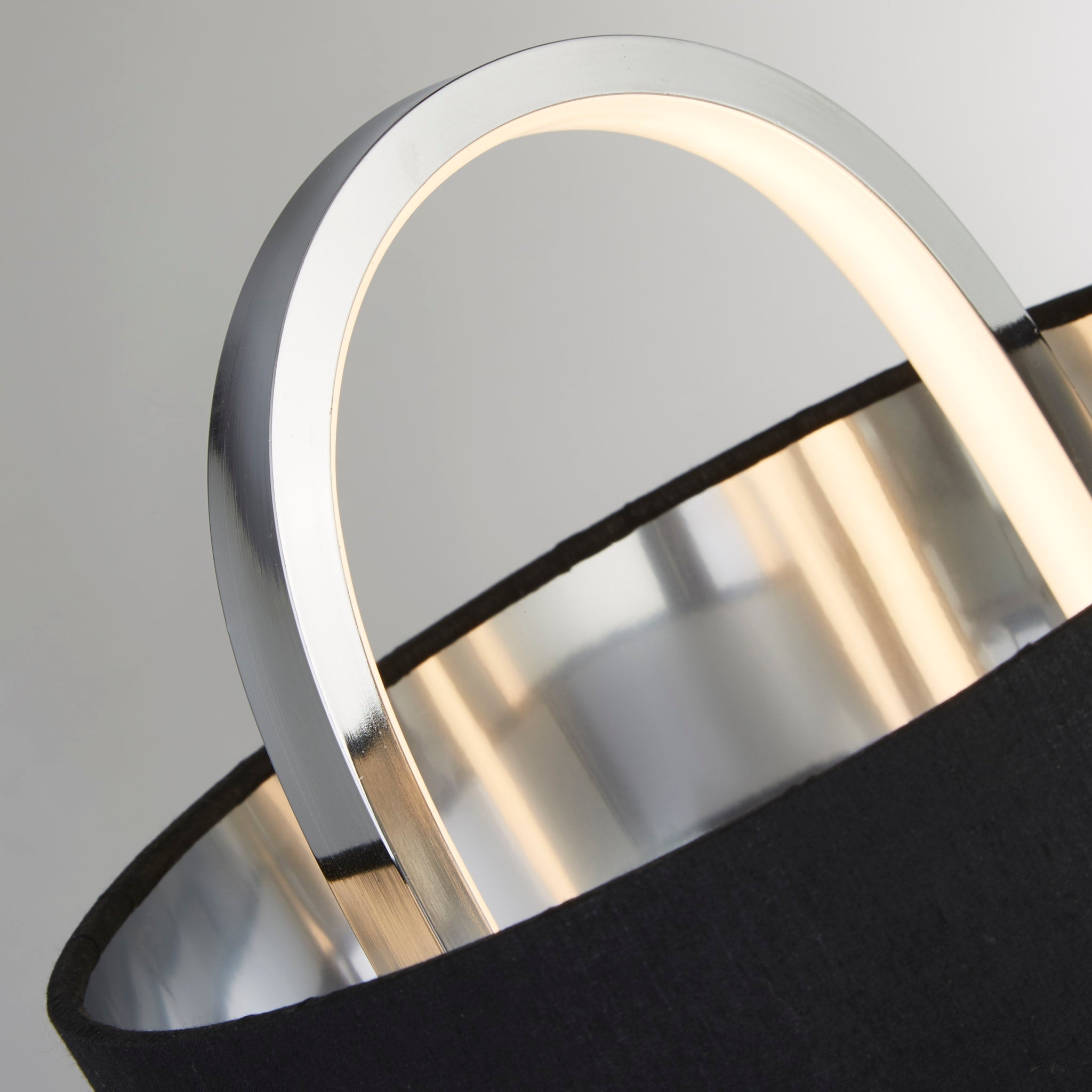 Madrid Table Lamp - Chrome Metal & Black Fabric Shade