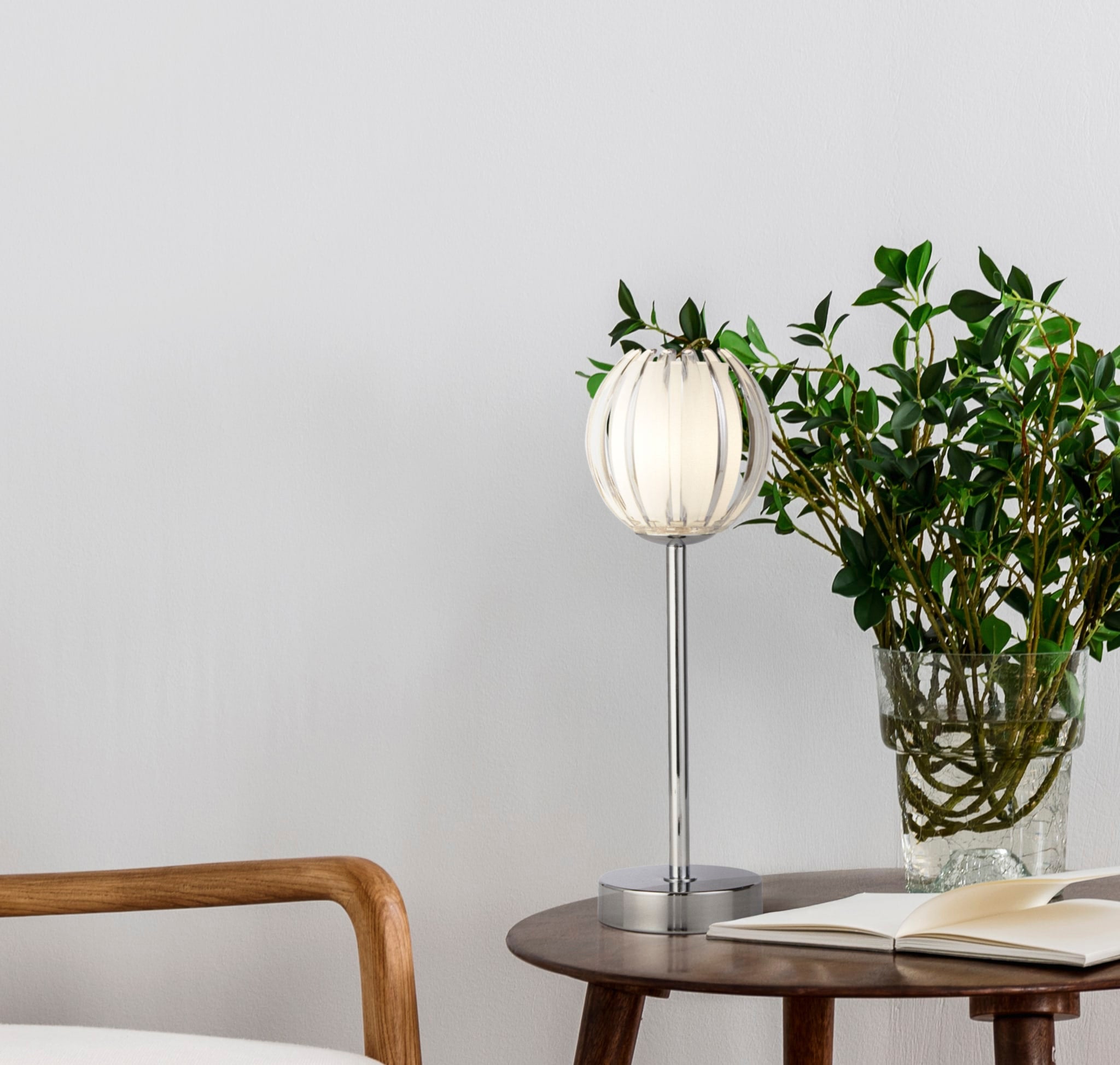 Blossom 1Lt Table Lamp, Chrome Metal, Clear Acrylic Shade