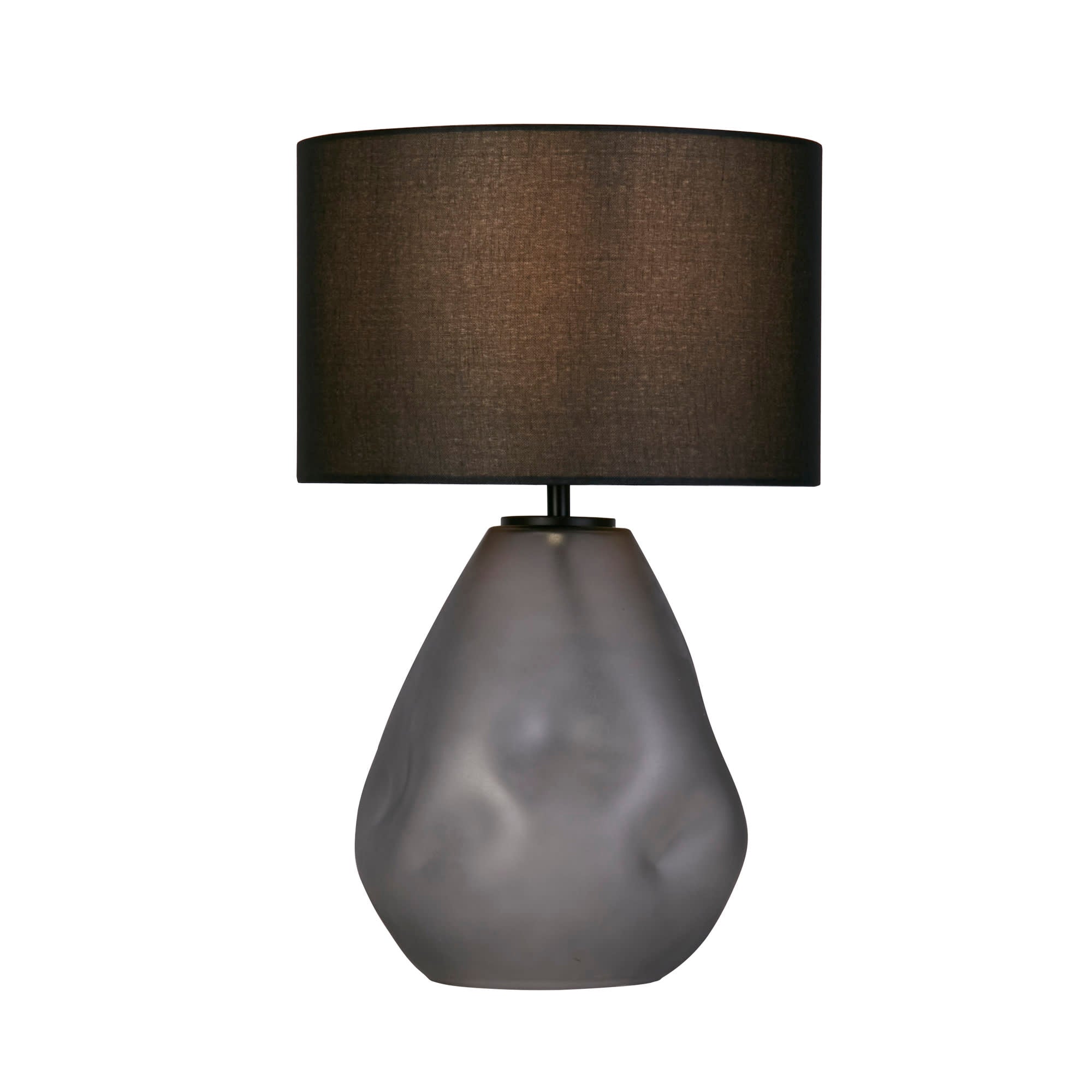 Devon 1Lt Table Lamp, Black  Punched Glass with Black Linen