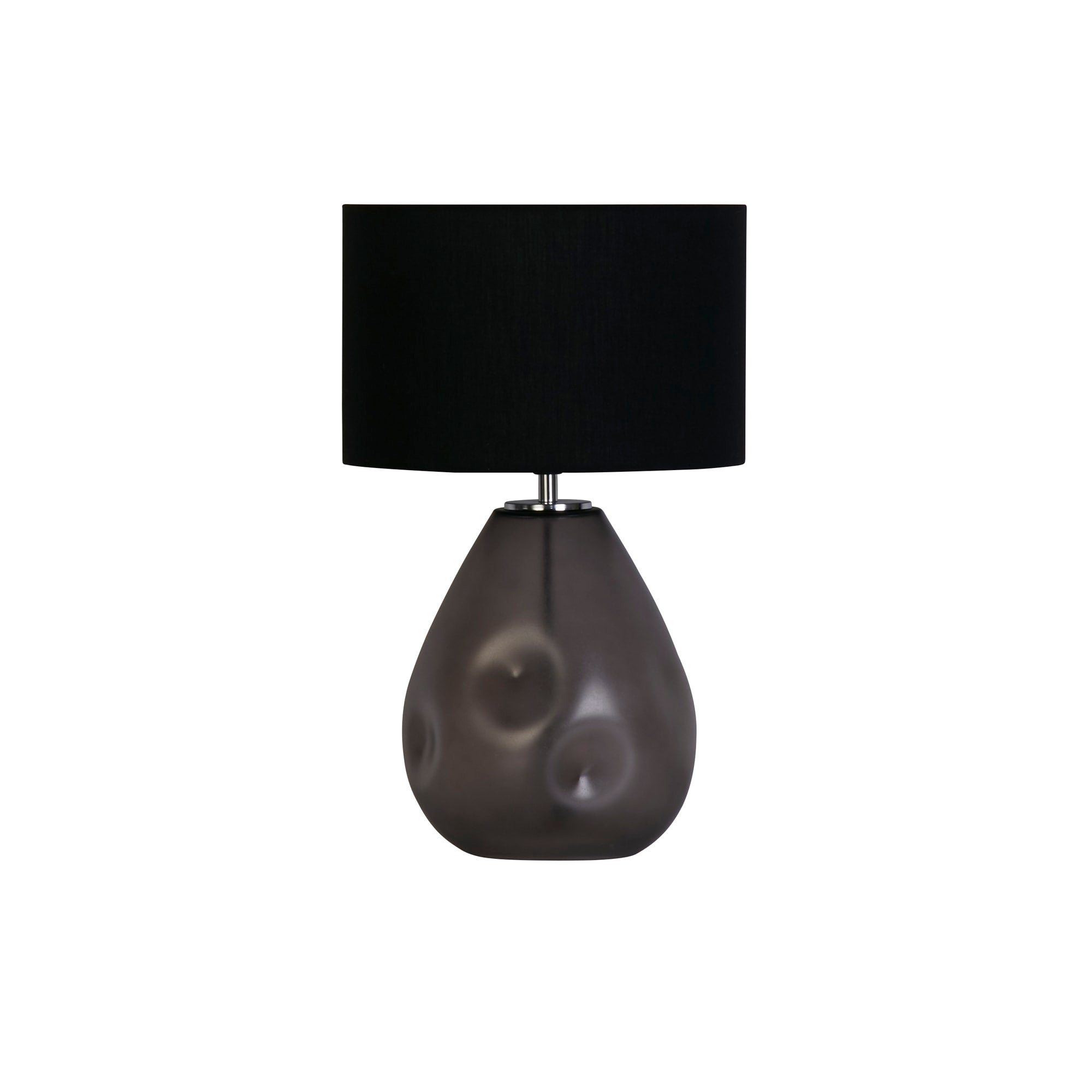 Devon 1Lt Table Lamp, Black  Punched Glass with Black Linen