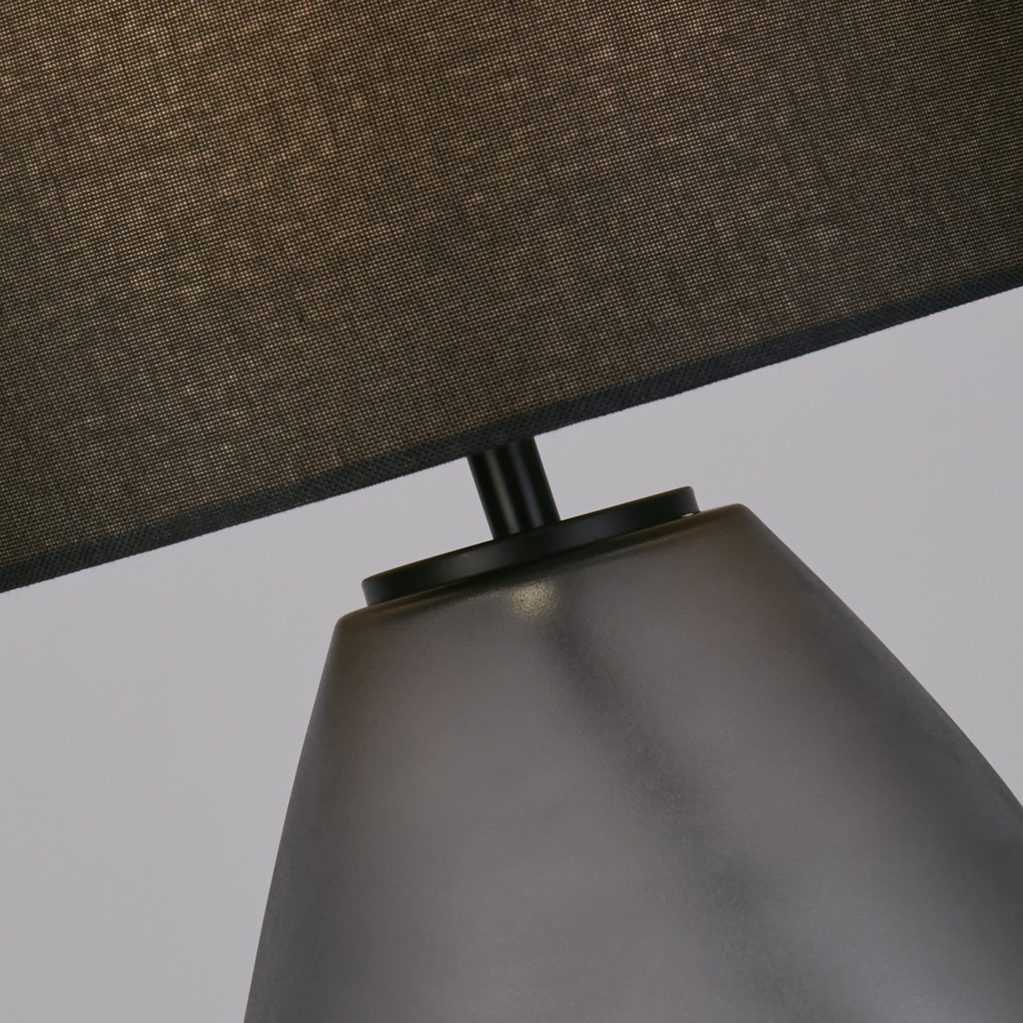 Devon 1Lt Table Lamp, Black  Punched Glass with Black Linen